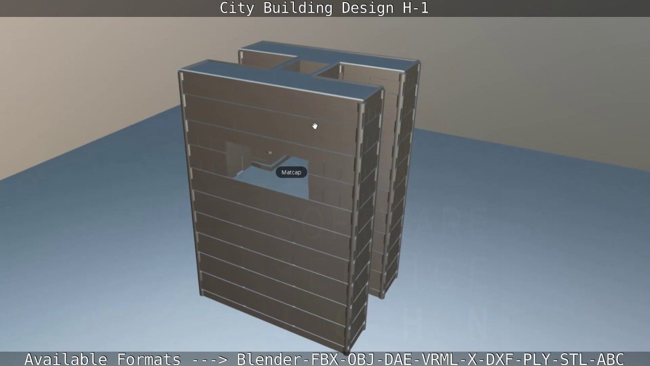 City Building Design H-1 Low-poly 3D model_87