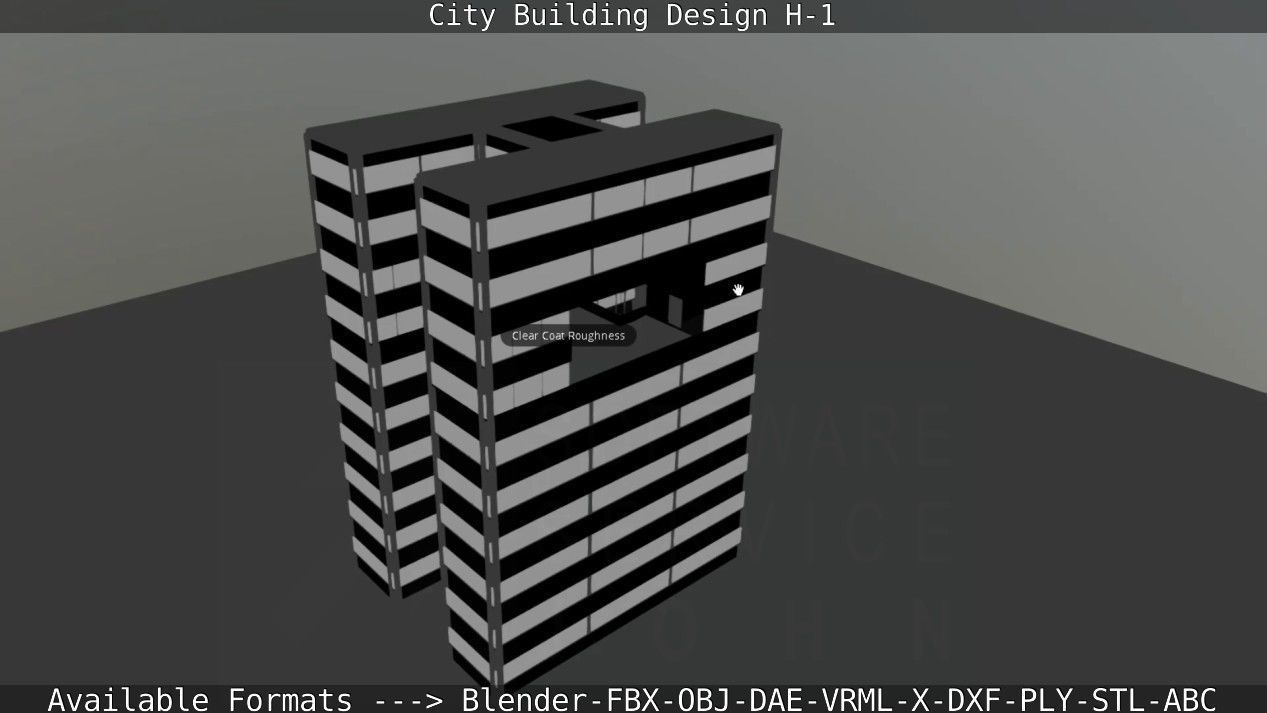 City Building Design H-1 Low-poly 3D model_109