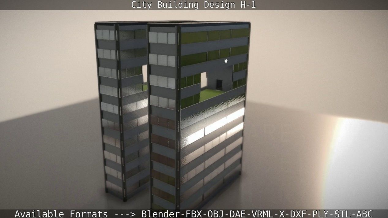 City Building Design H-1 Low-poly 3D model_41