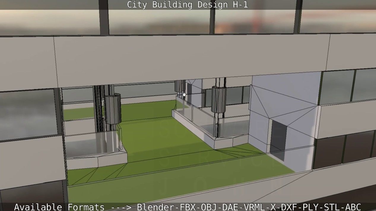 City Building Design H-1 Low-poly 3D model_56