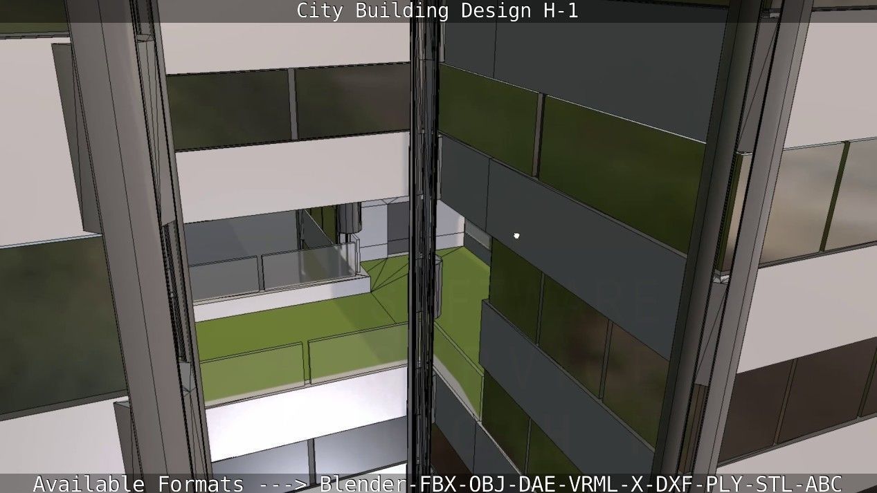 City Building Design H-1 Low-poly 3D model_59