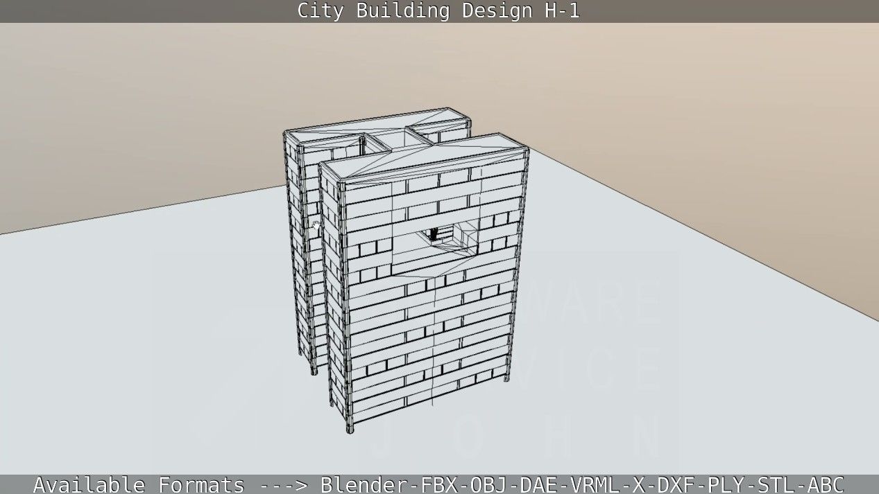 City Building Design H-1 Low-poly 3D model_77
