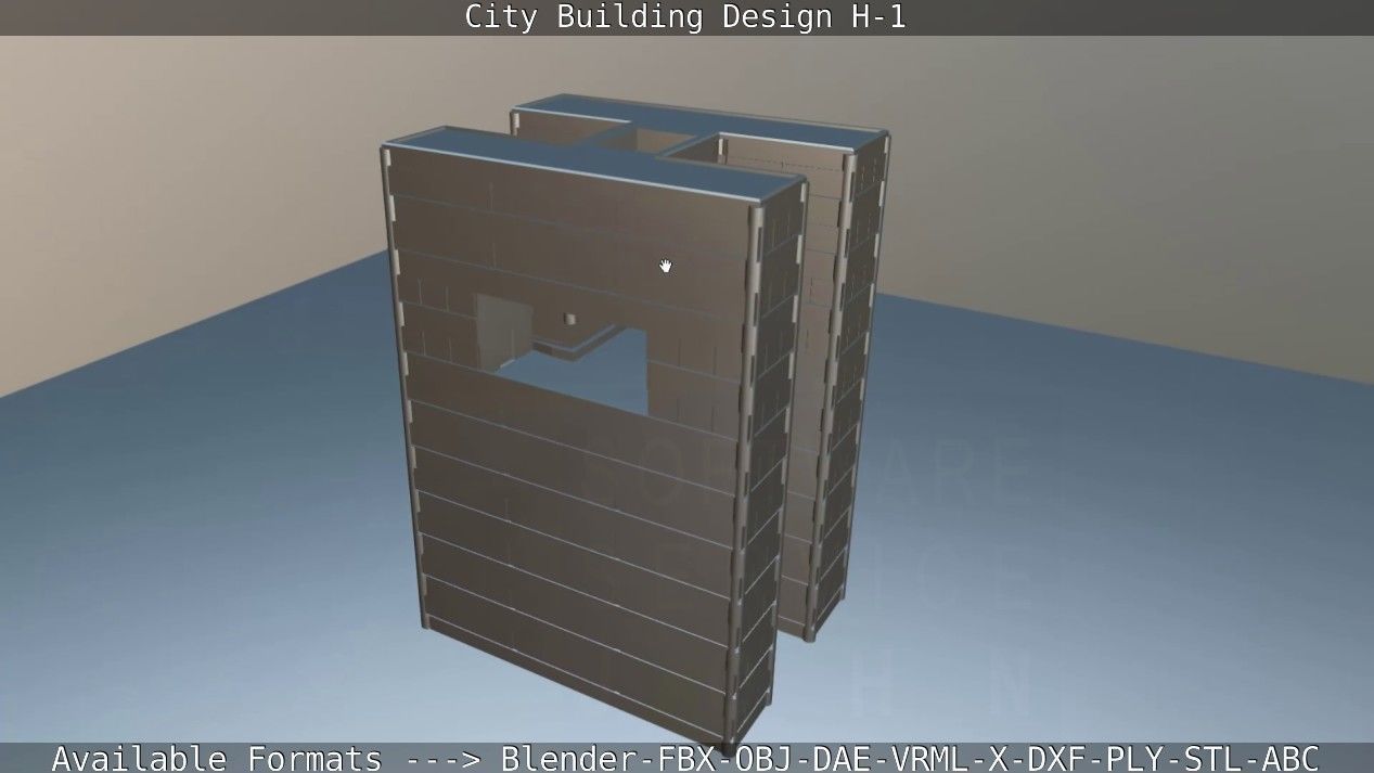 City Building Design H-1 Low-poly 3D model_88