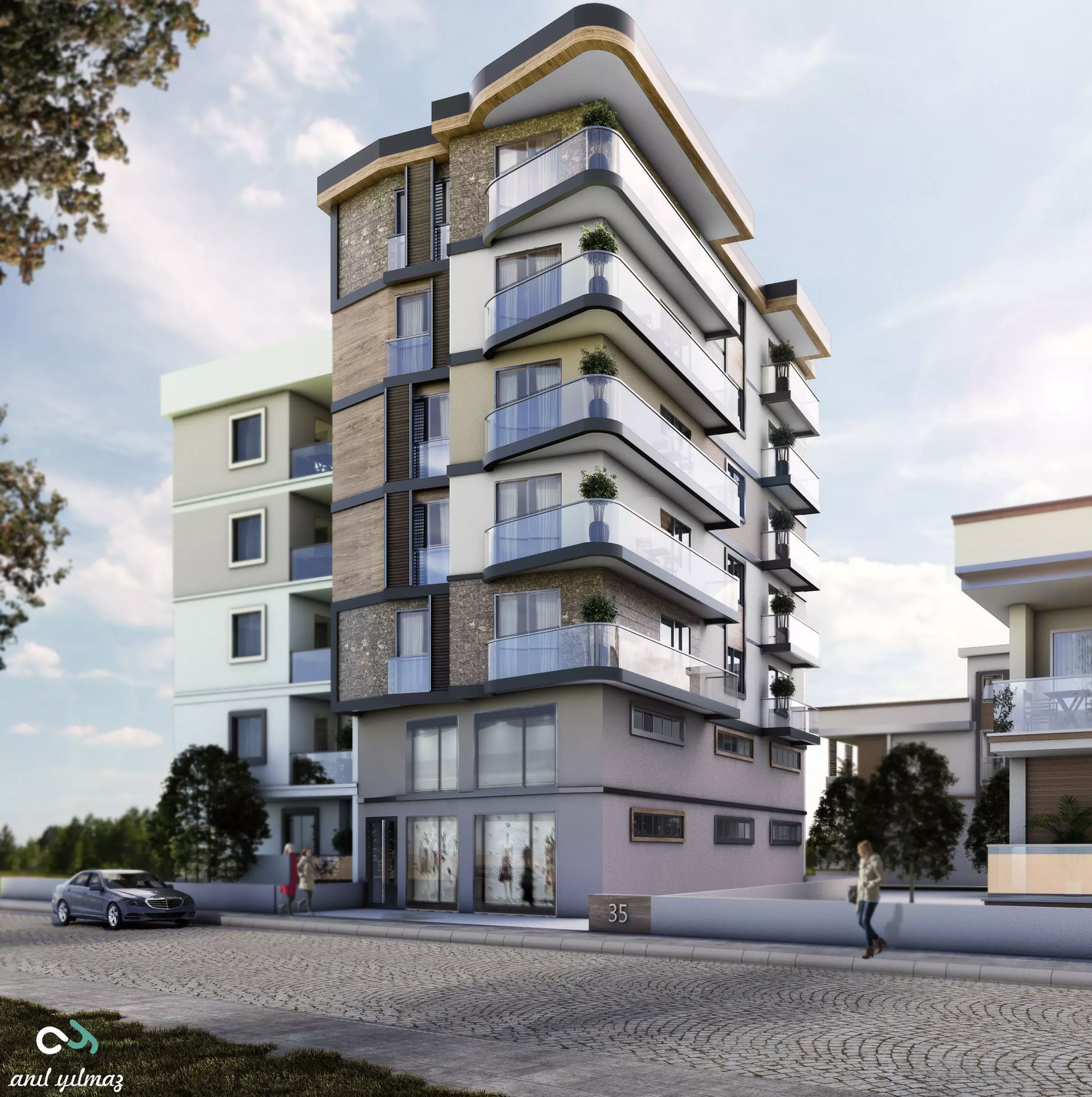 sketchup exterrior scene model with vray setting  Low-poly 3D model_0