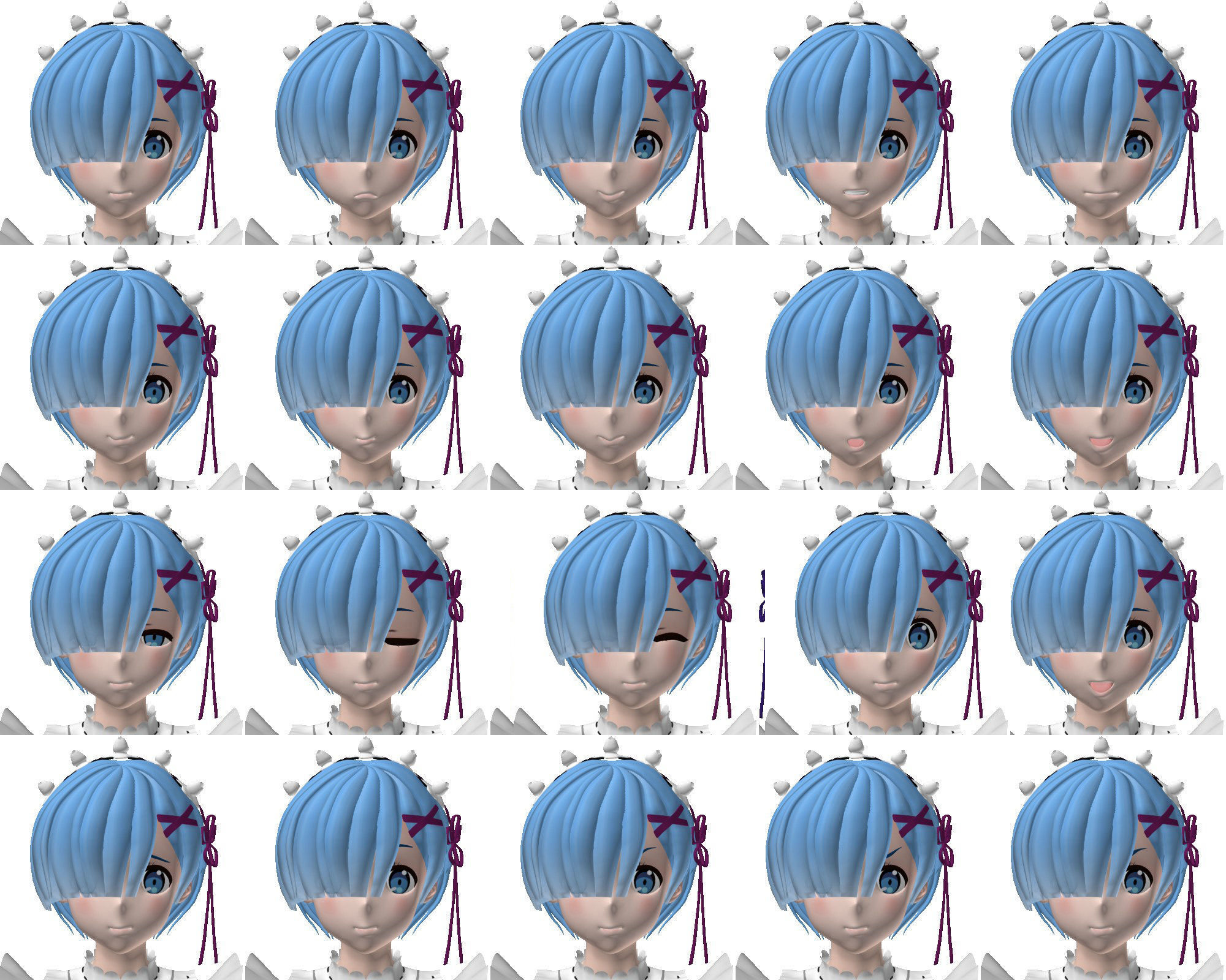 T pose rigged model of Ram and Rem anime girls 3D model_5