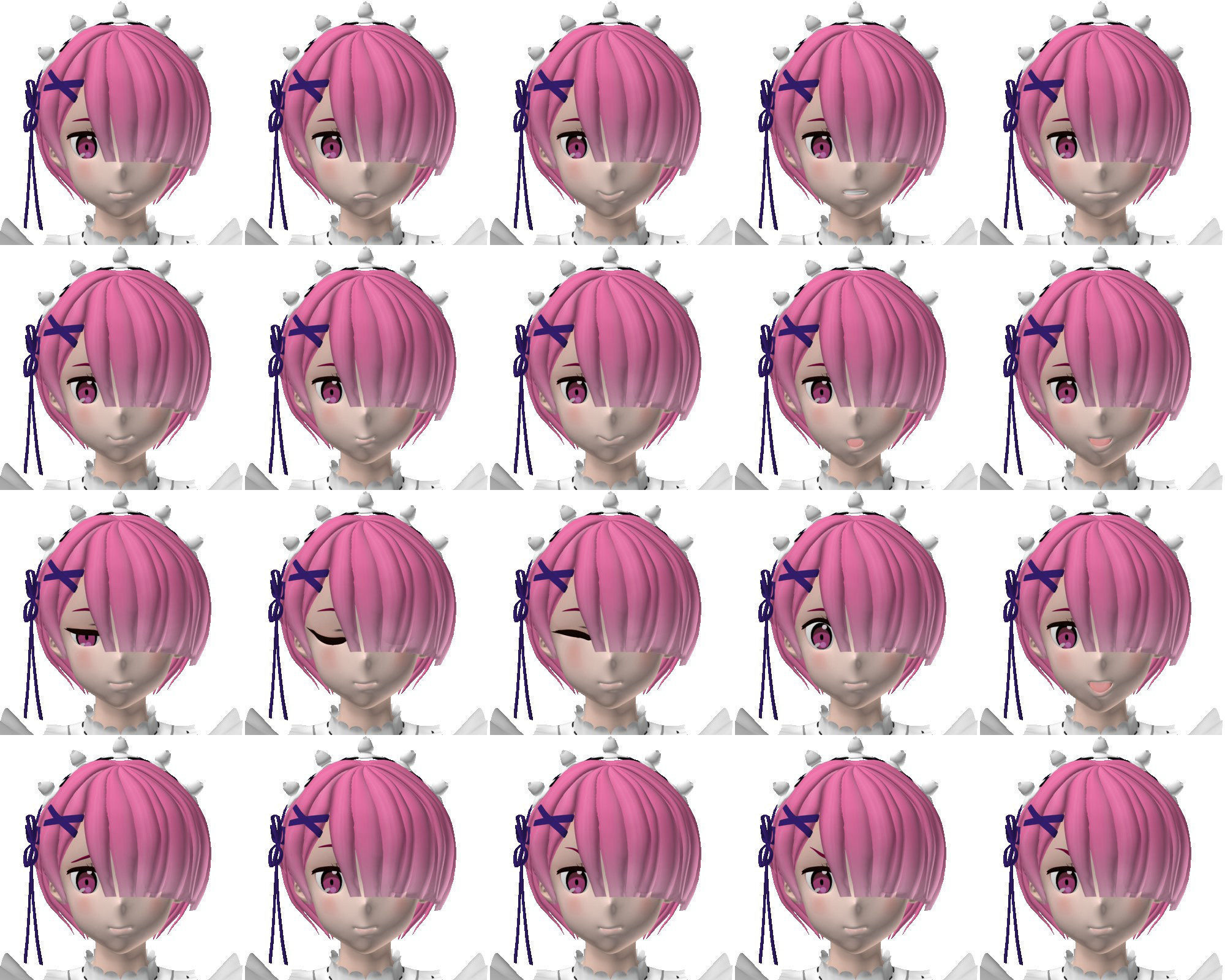 T pose rigged model of Ram and Rem anime girls 3D model_4