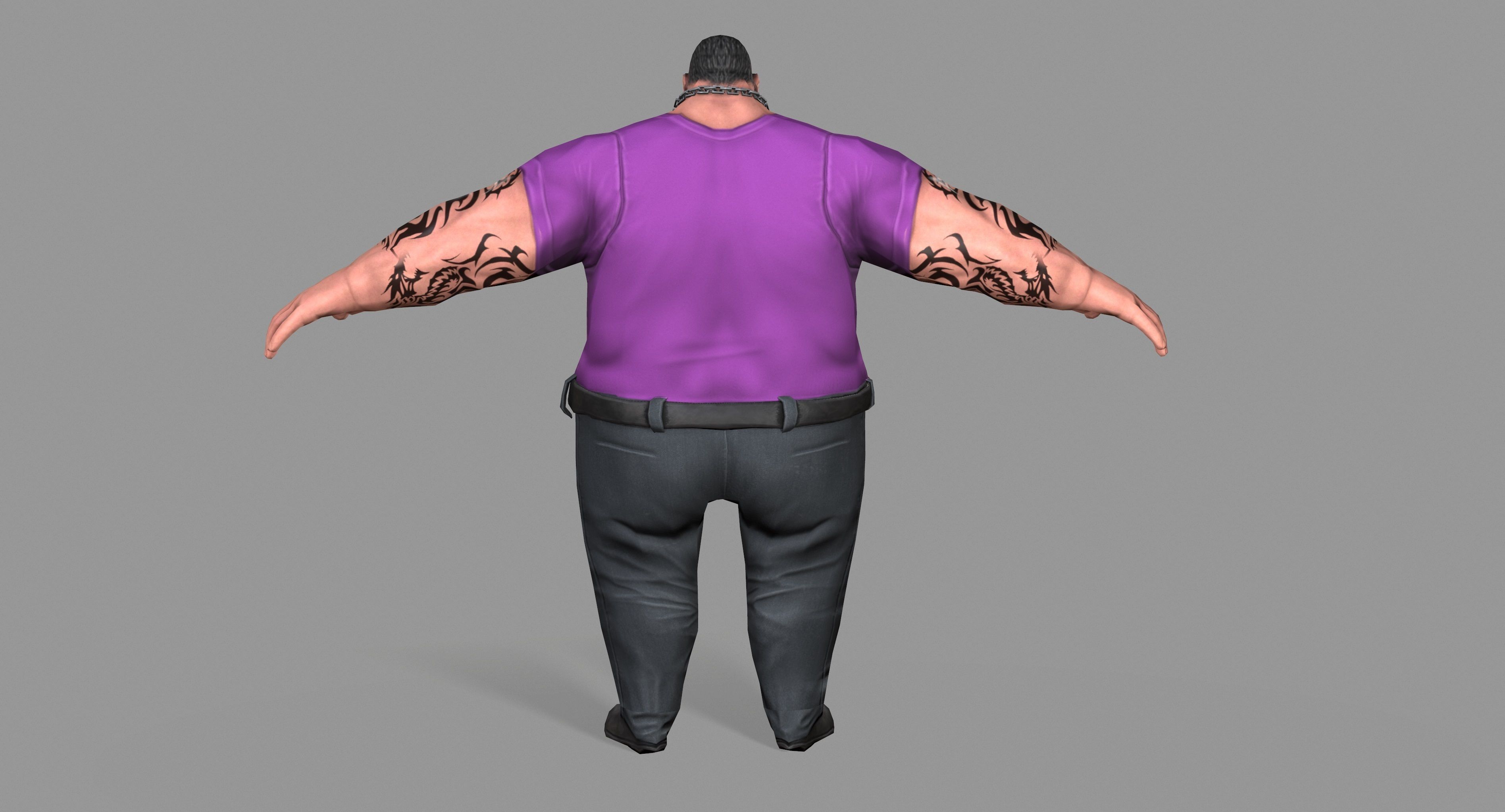 Fat Thug Low-poly 3D model_5