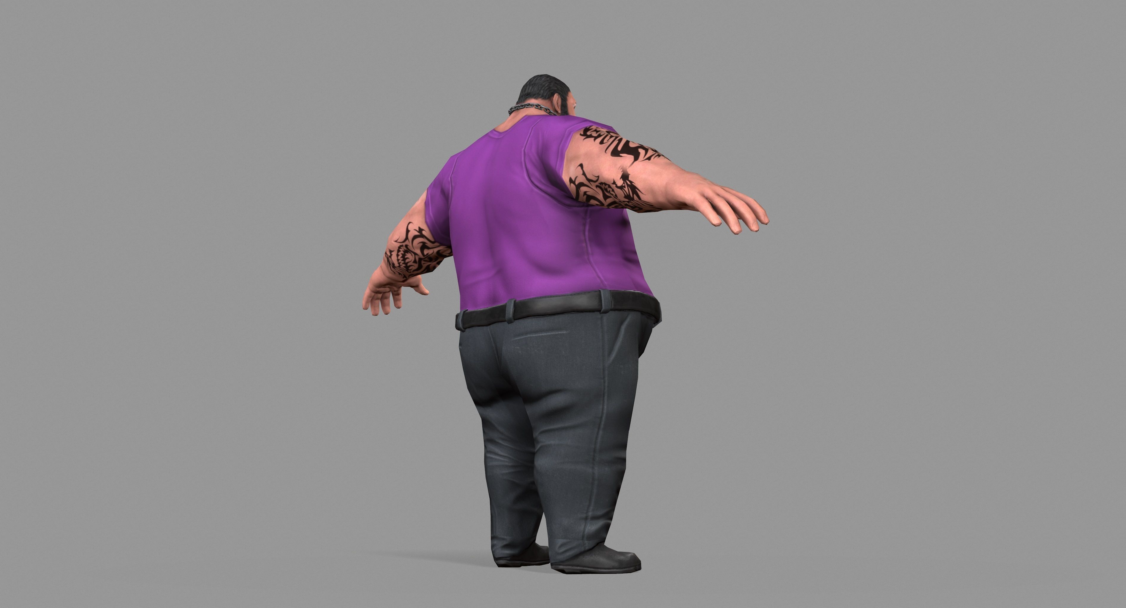Fat Thug Low-poly 3D model_21