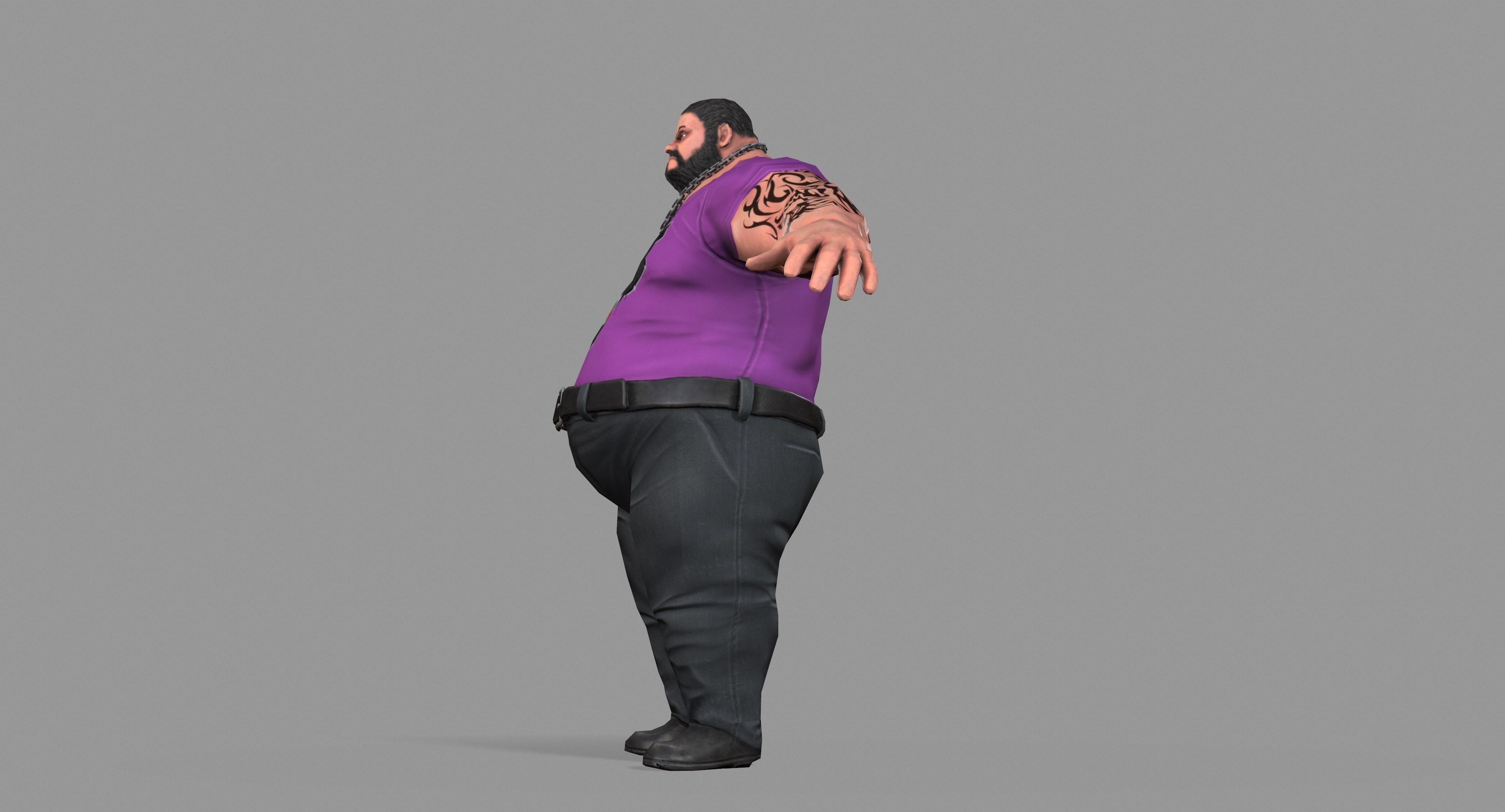 Fat Thug Low-poly 3D model_25