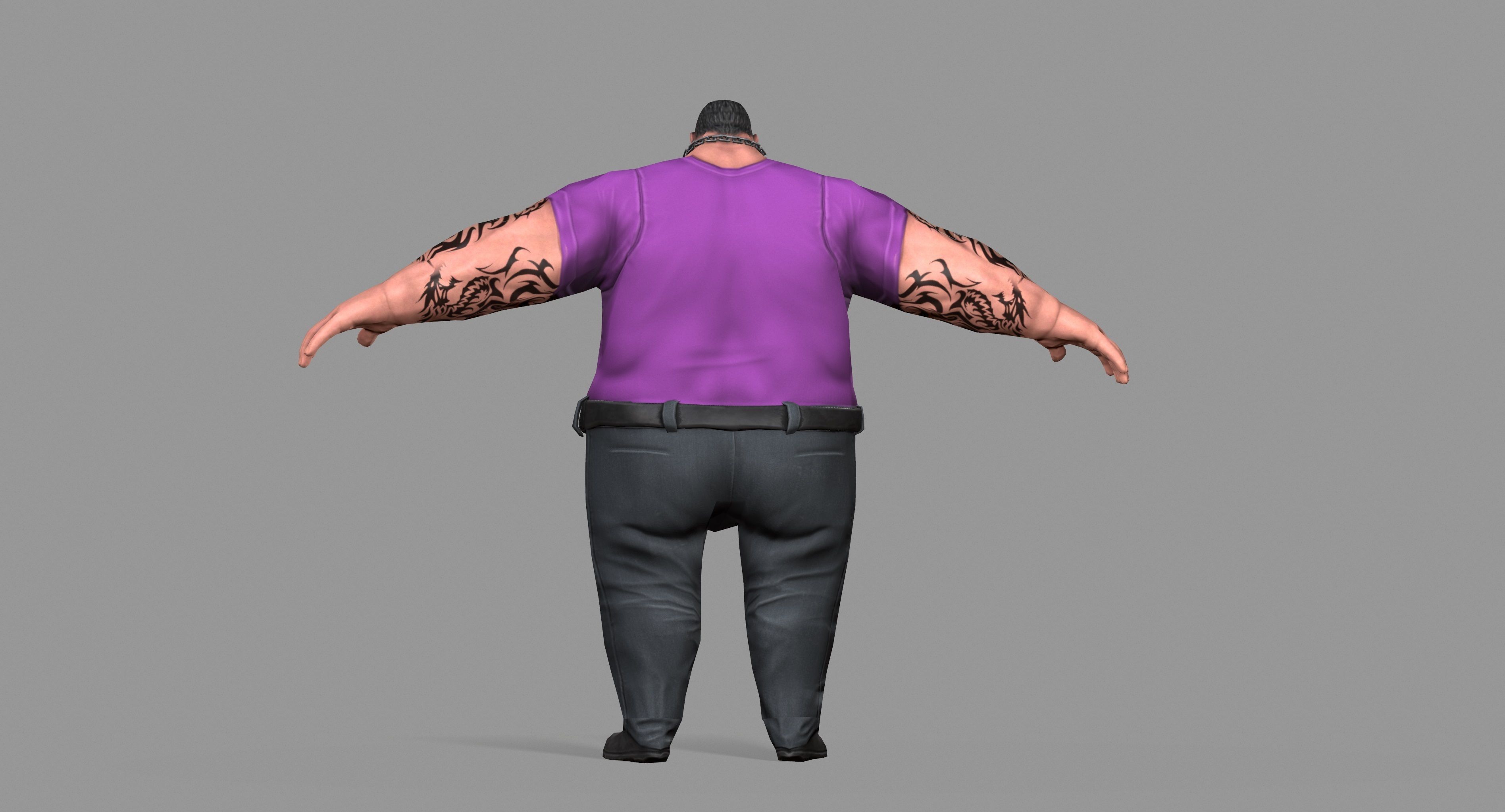 Fat Thug Low-poly 3D model_23