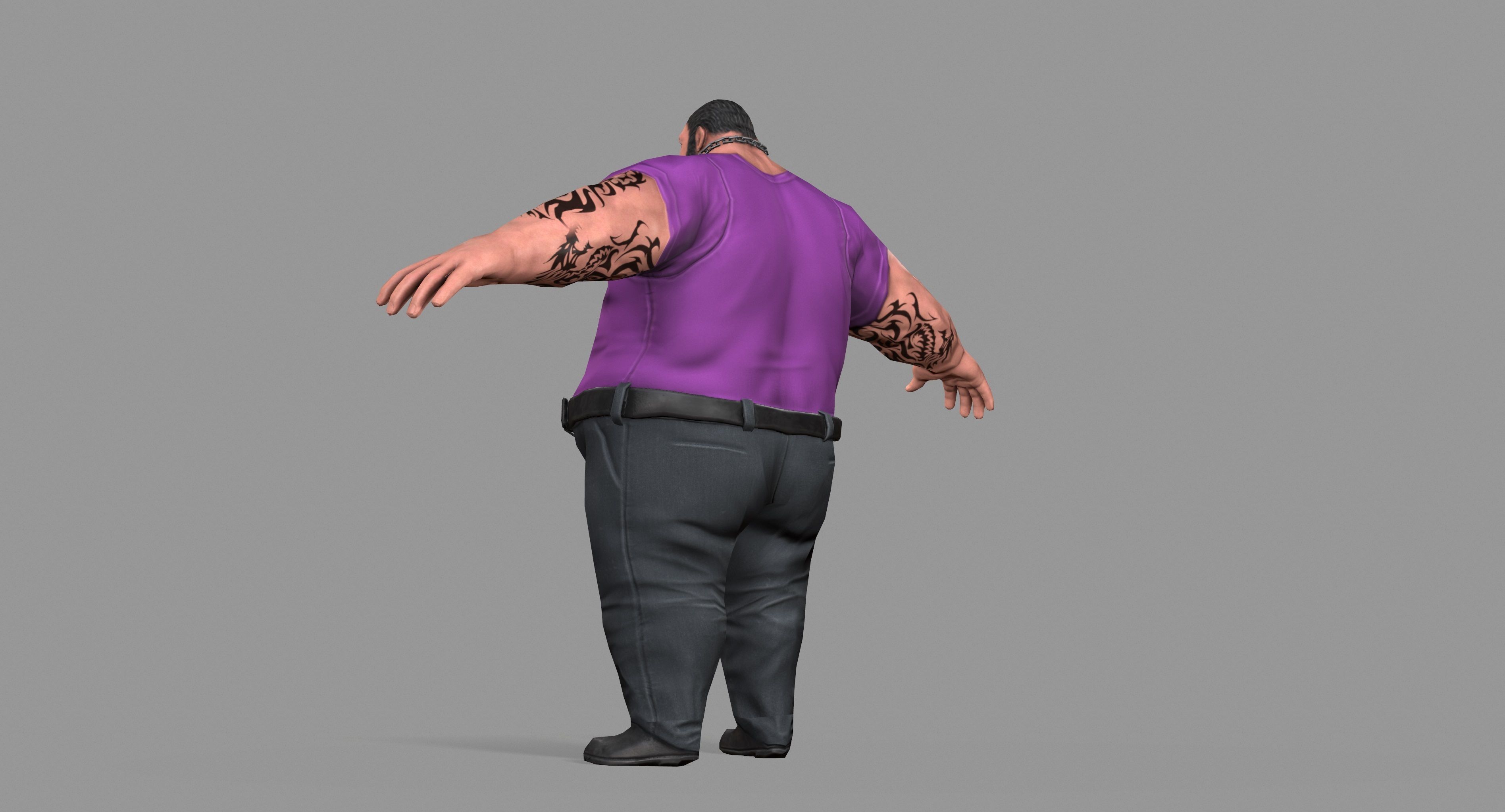 Fat Thug Low-poly 3D model_24