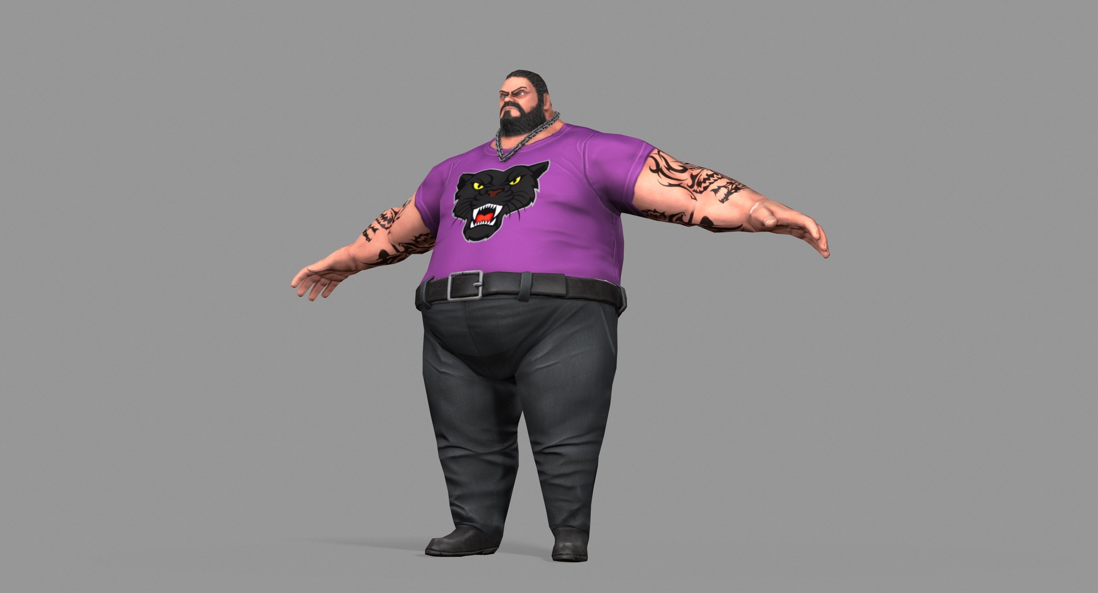 Fat Thug Low-poly 3D model_26