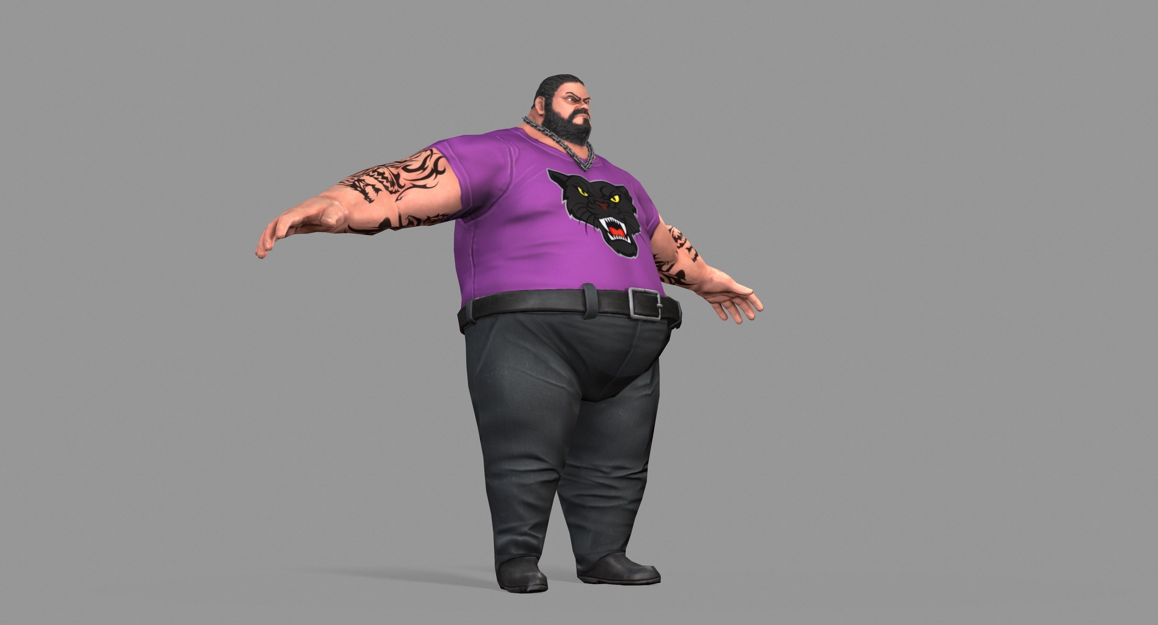 Fat Thug Low-poly 3D model_18