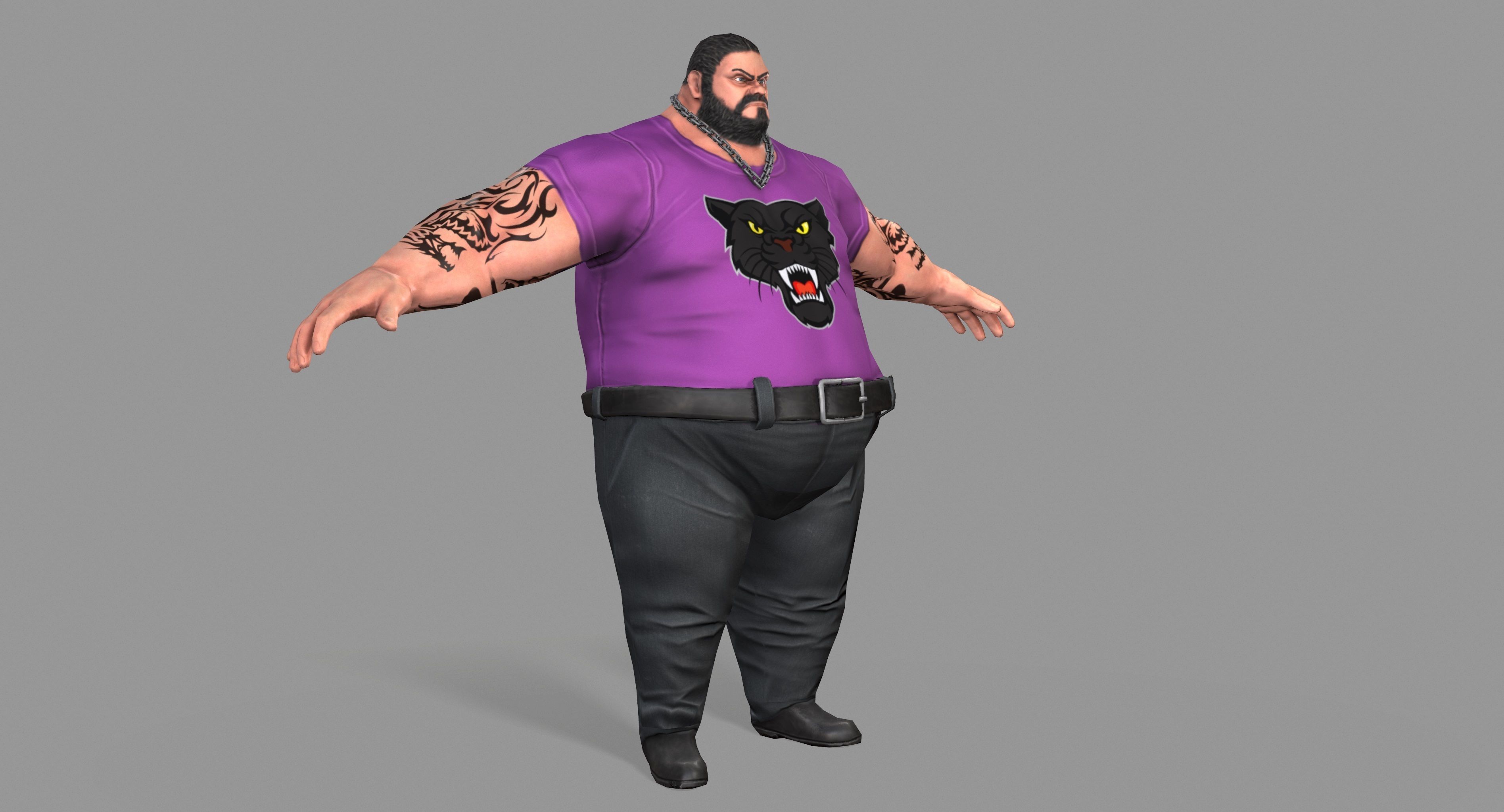 Fat Thug Low-poly 3D model_2