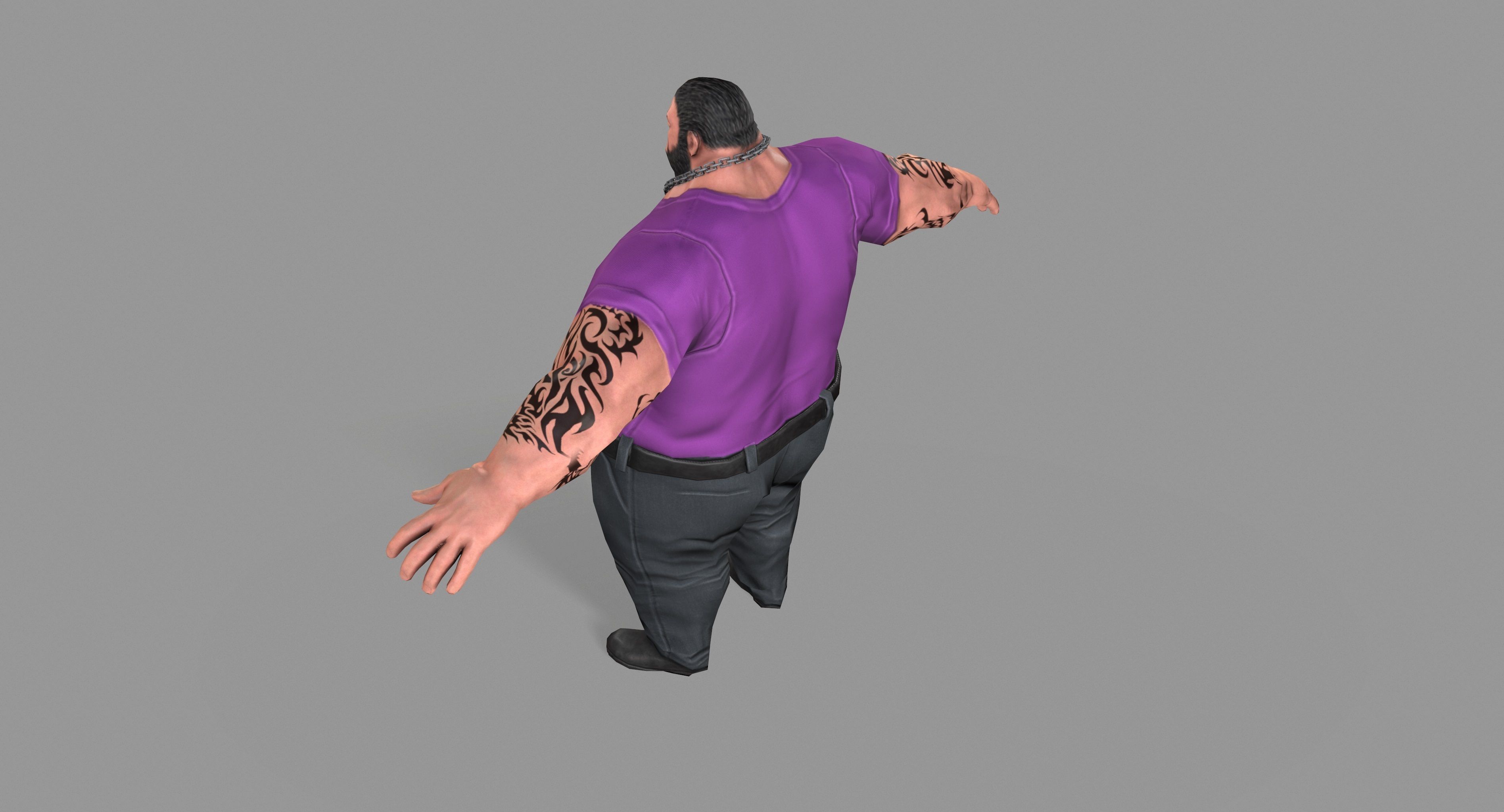 Fat Thug Low-poly 3D model_14