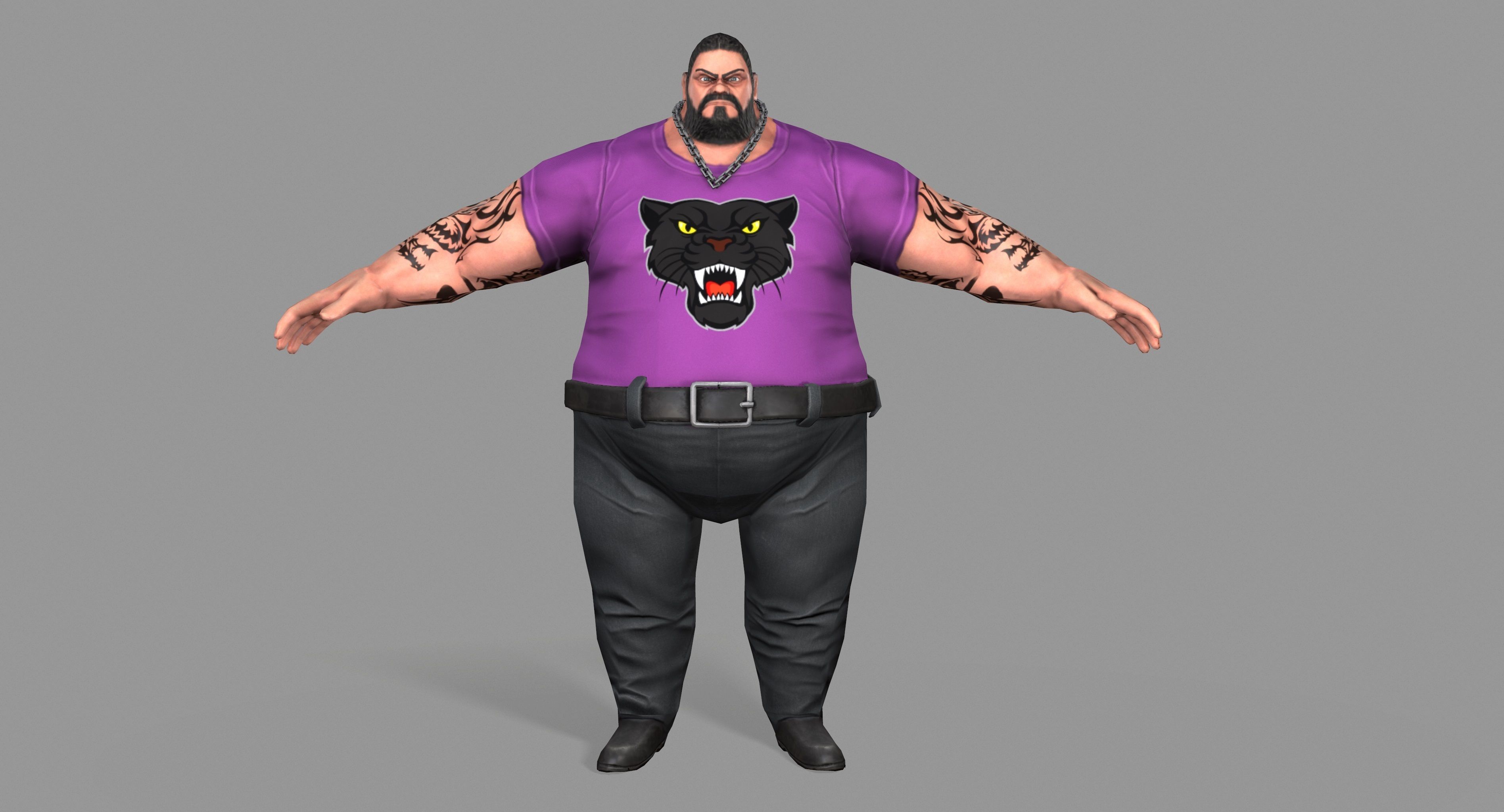 Fat Thug Low-poly 3D model_1