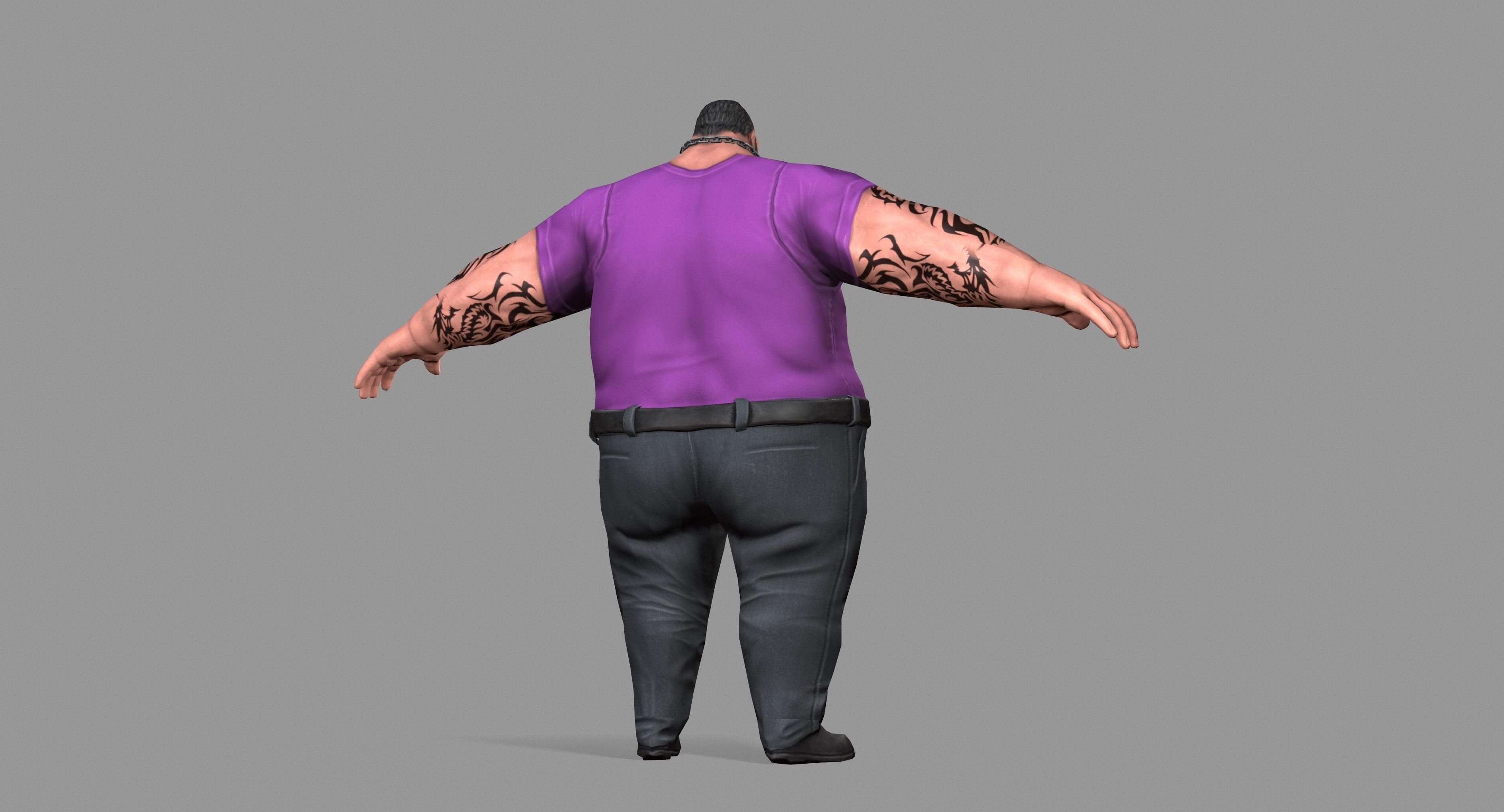Fat Thug Low-poly 3D model_22