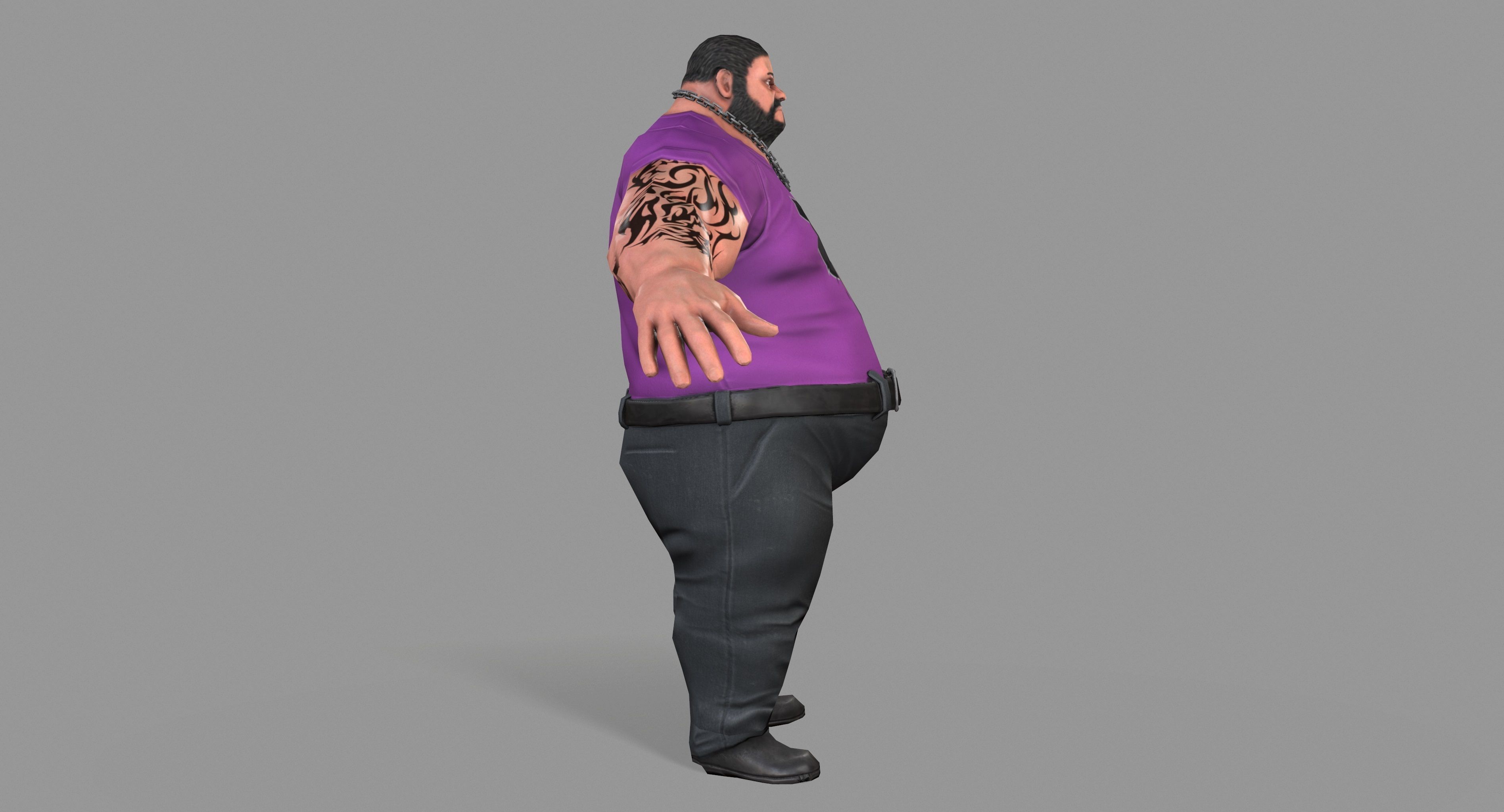 Fat Thug Low-poly 3D model_3