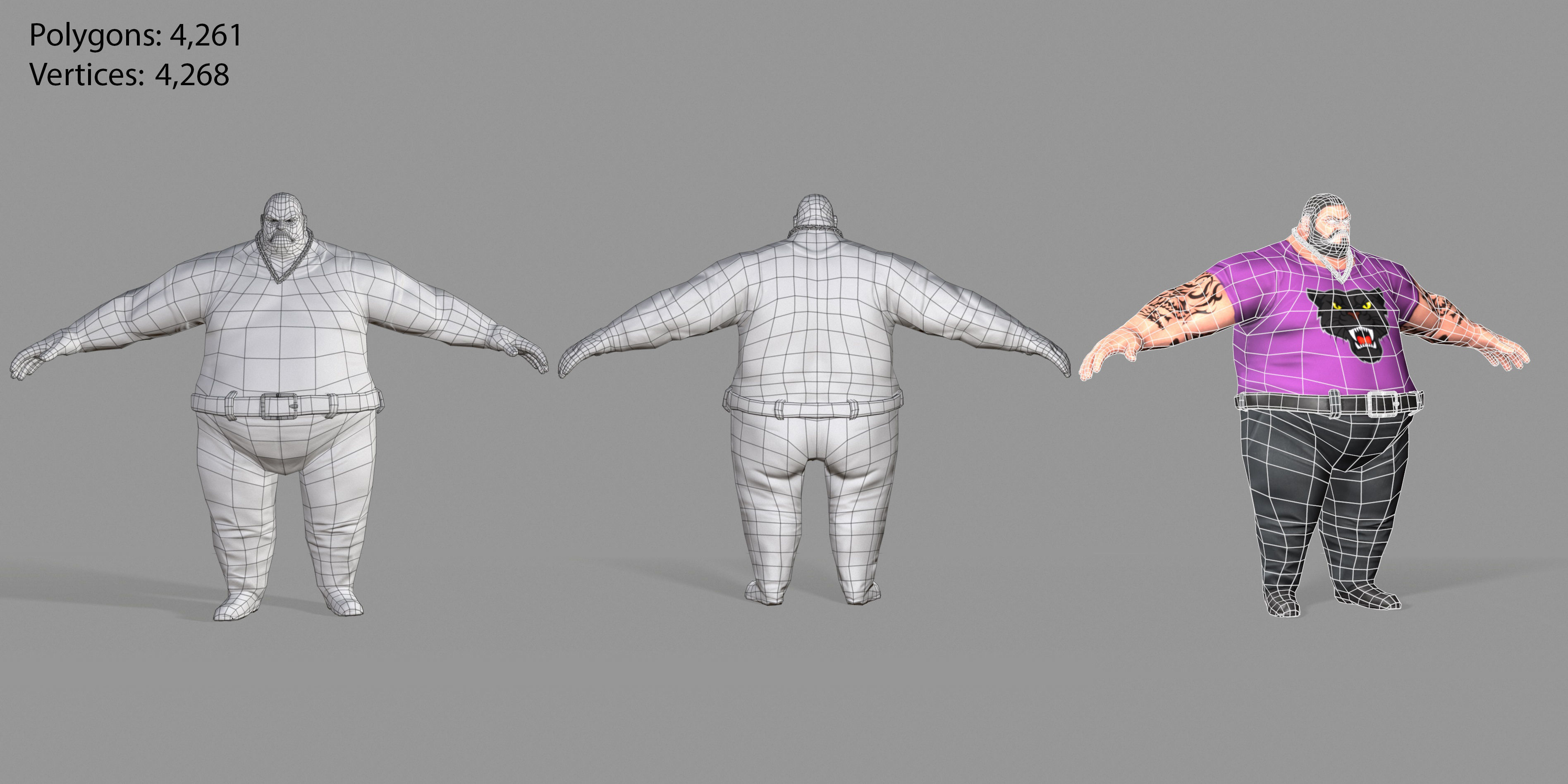 Fat Thug Low-poly 3D model_29