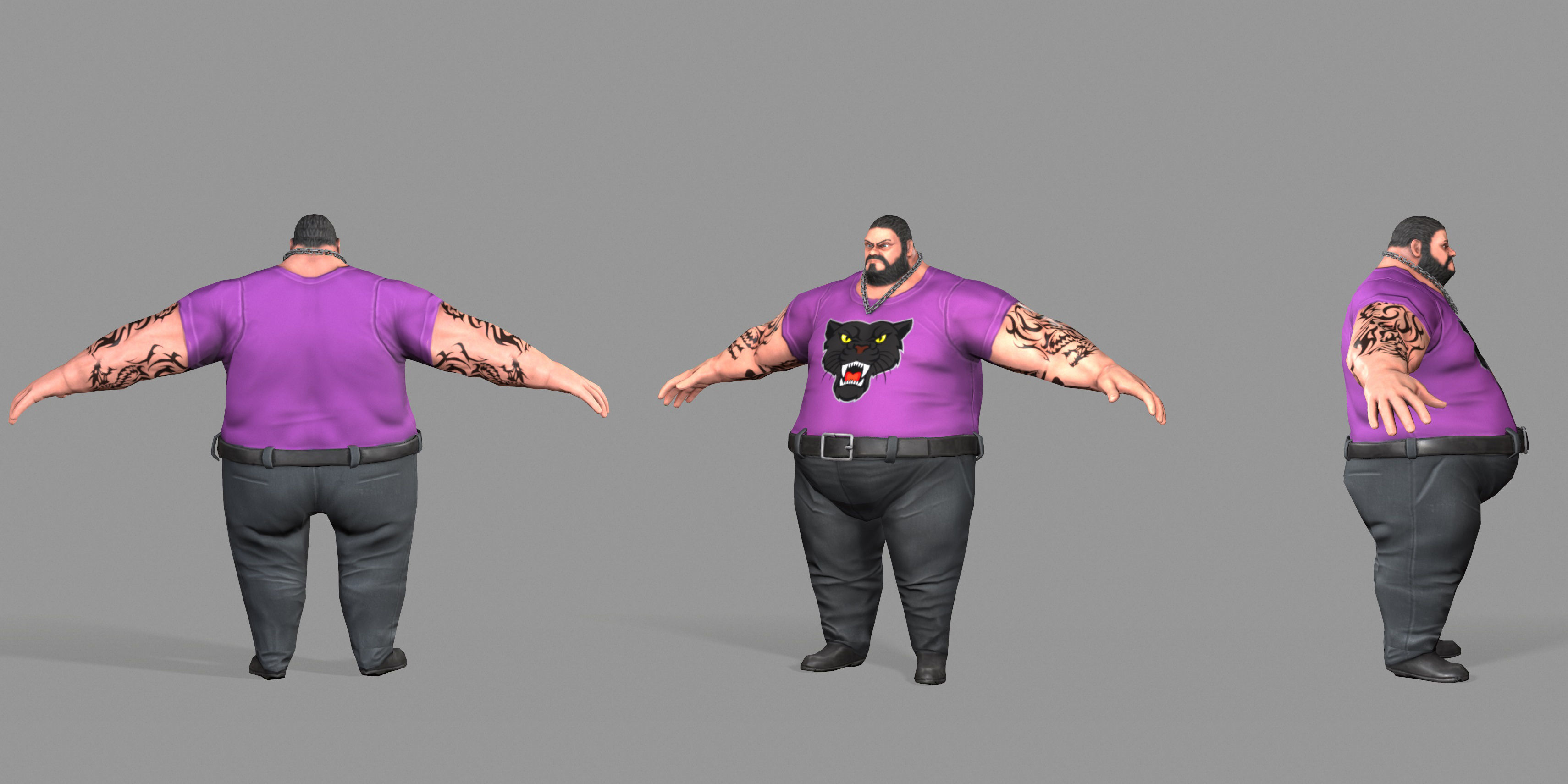 Fat Thug Low-poly 3D model_28