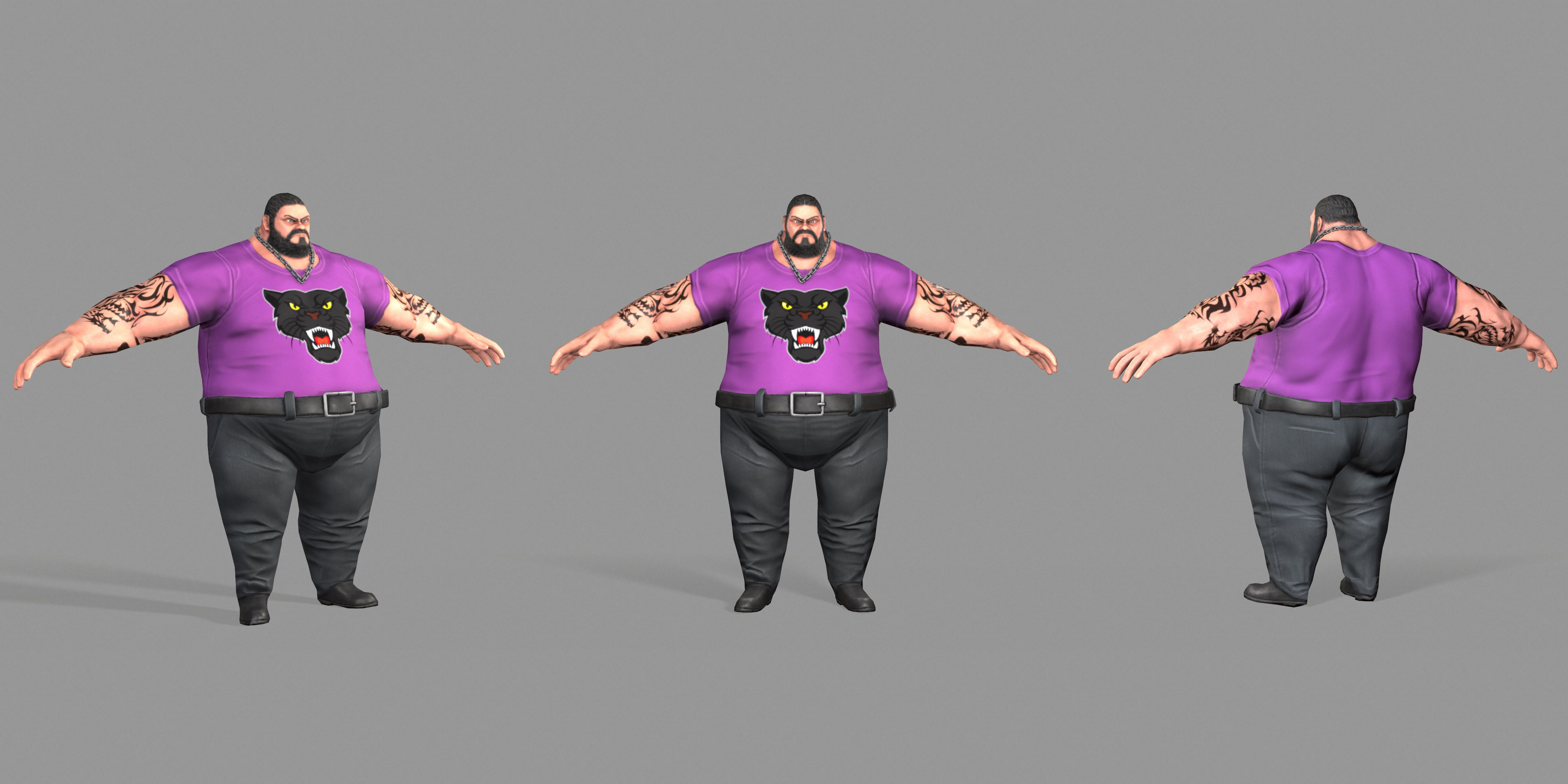 Fat Thug Low-poly 3D model_27