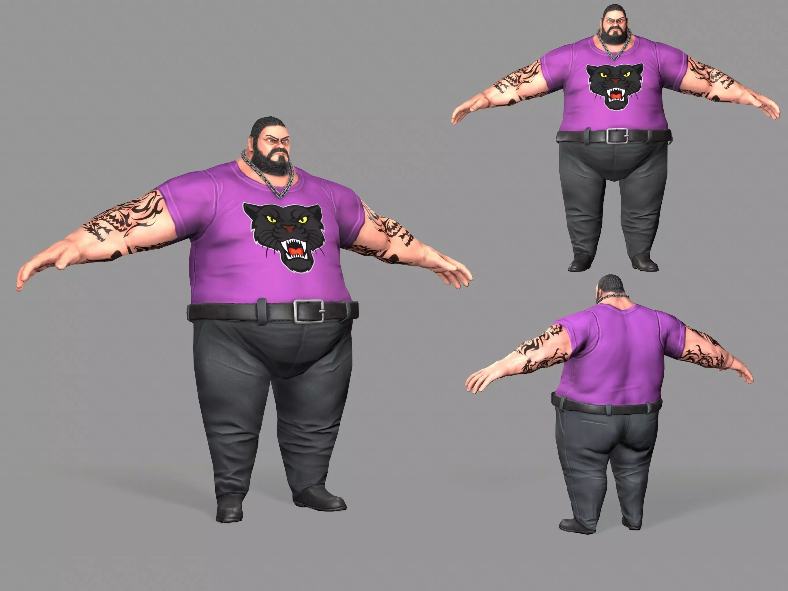 Fat Thug Low-poly 3D model_0