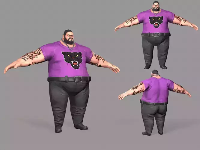 Fat Thug Low-poly 3D model