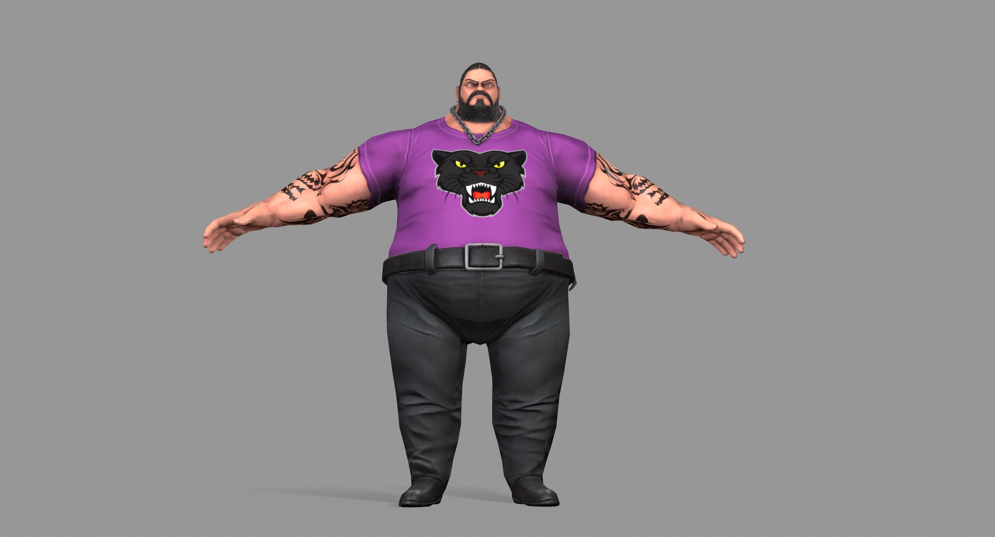 Fat Thug Low-poly 3D model_17