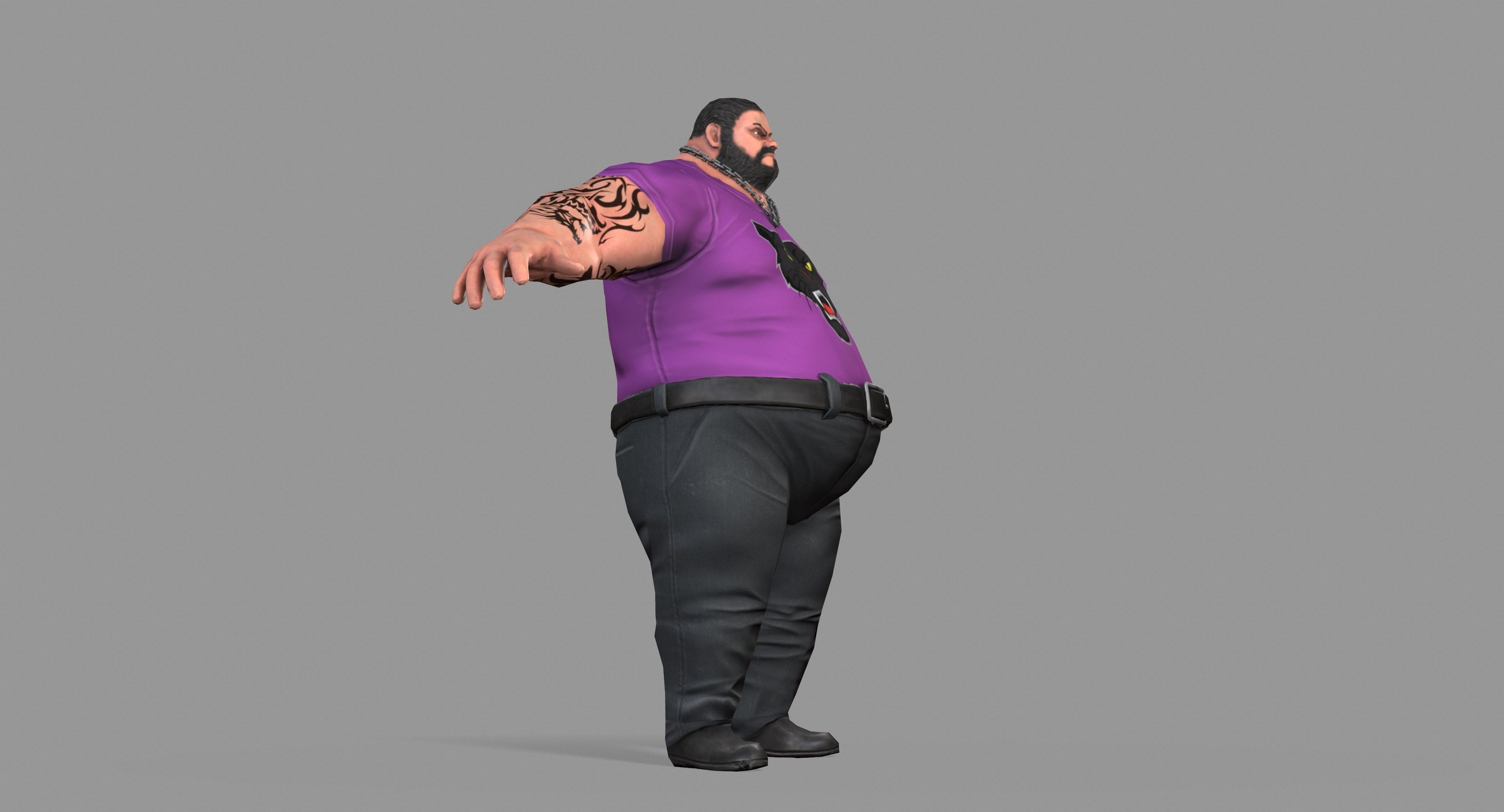 Fat Thug Low-poly 3D model_19