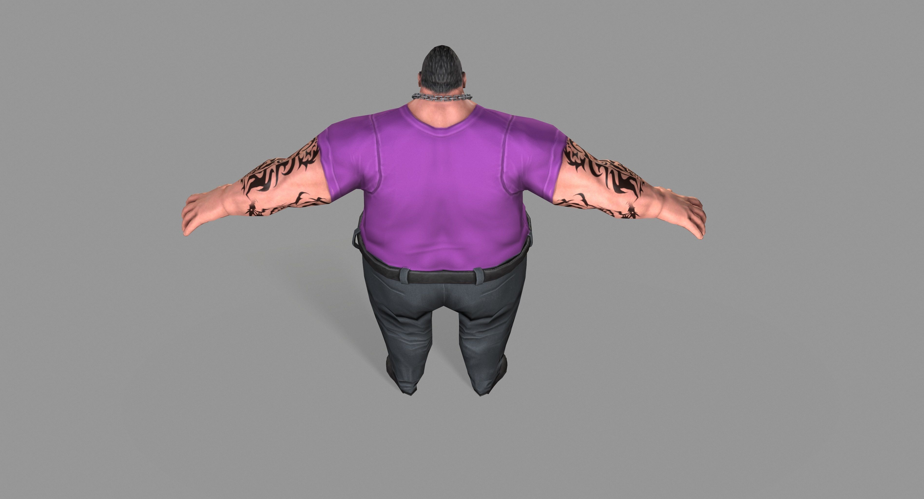 Fat Thug Low-poly 3D model_13