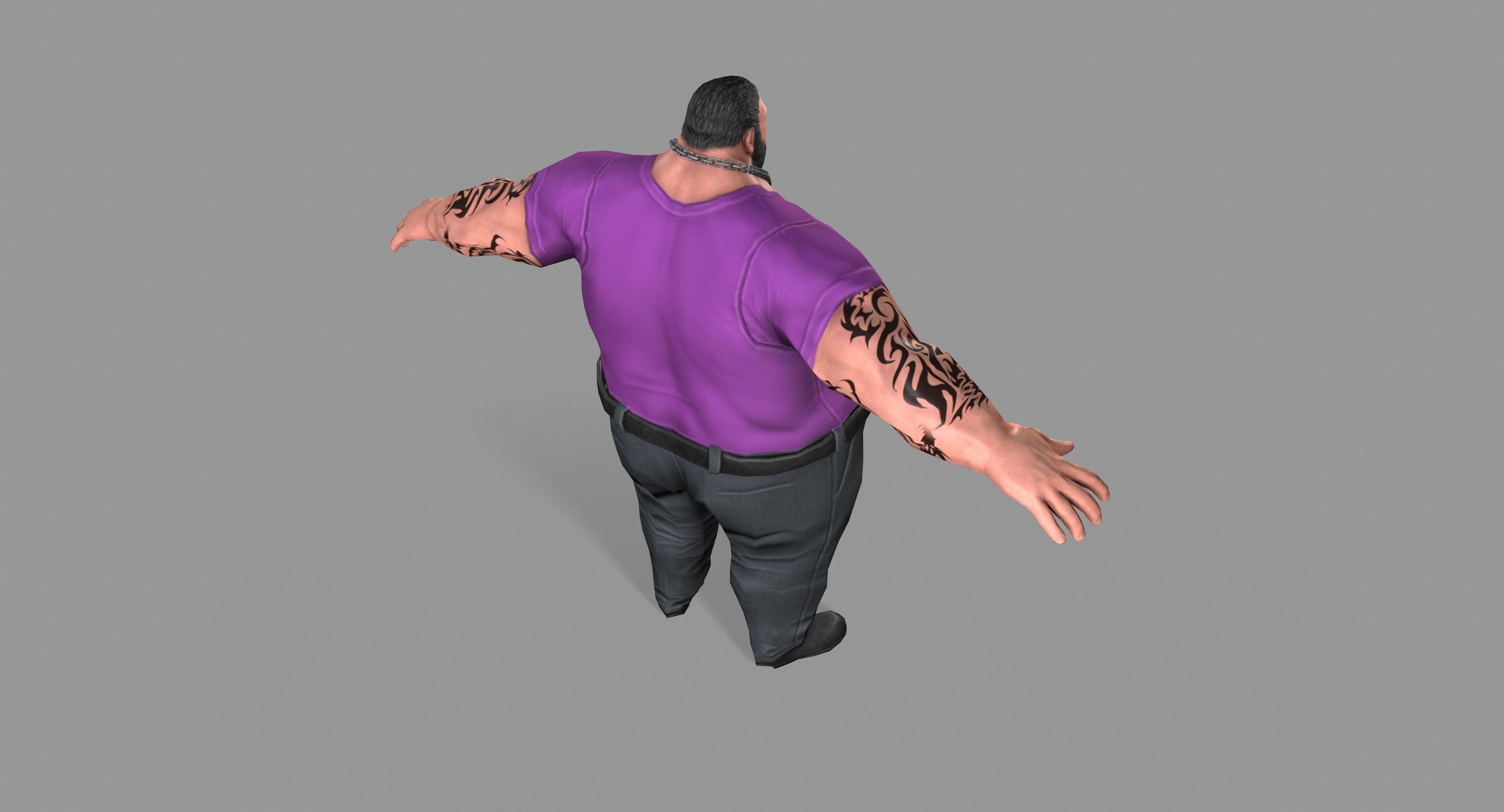 Fat Thug Low-poly 3D model_12