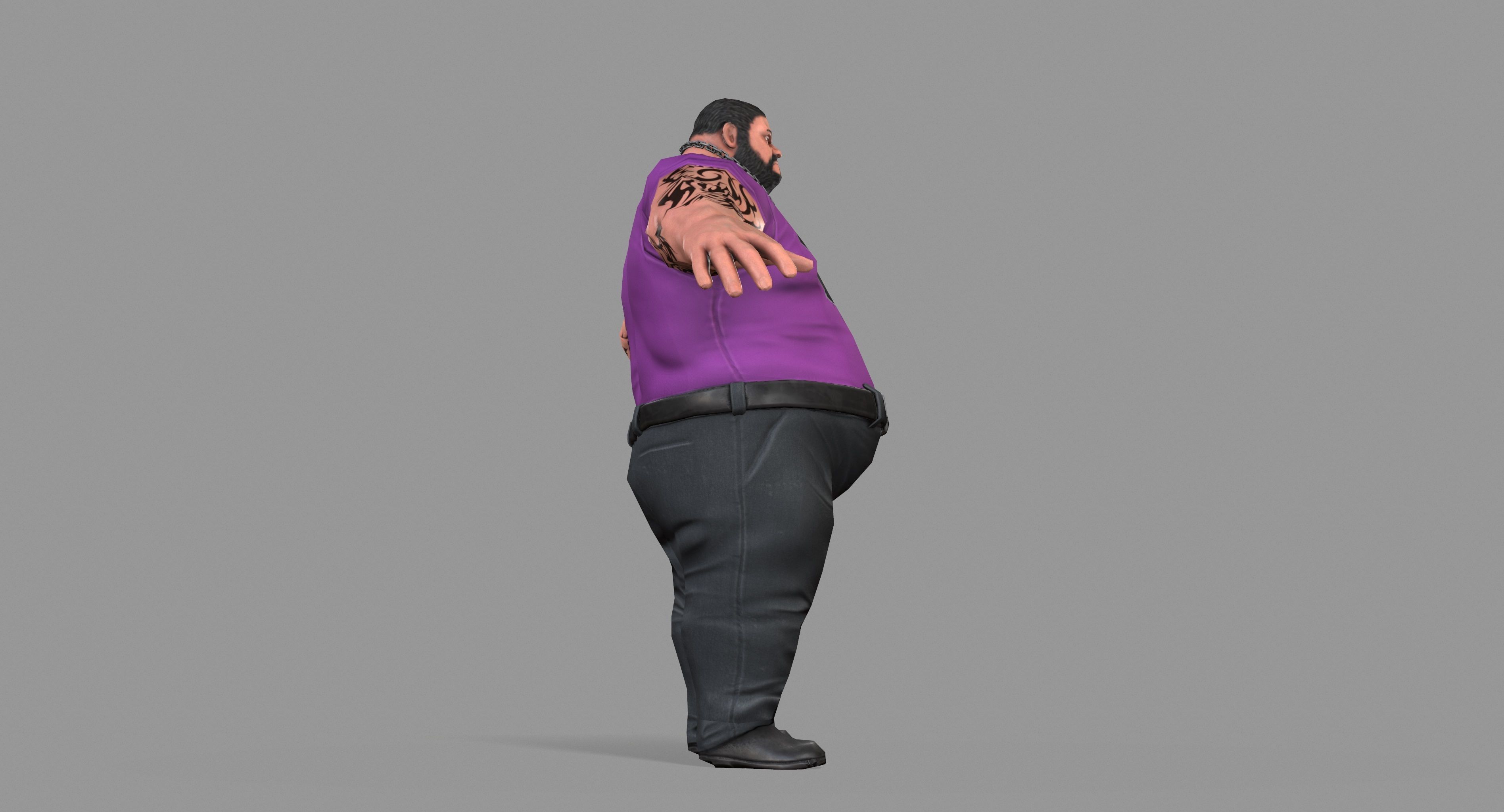 Fat Thug Low-poly 3D model_20