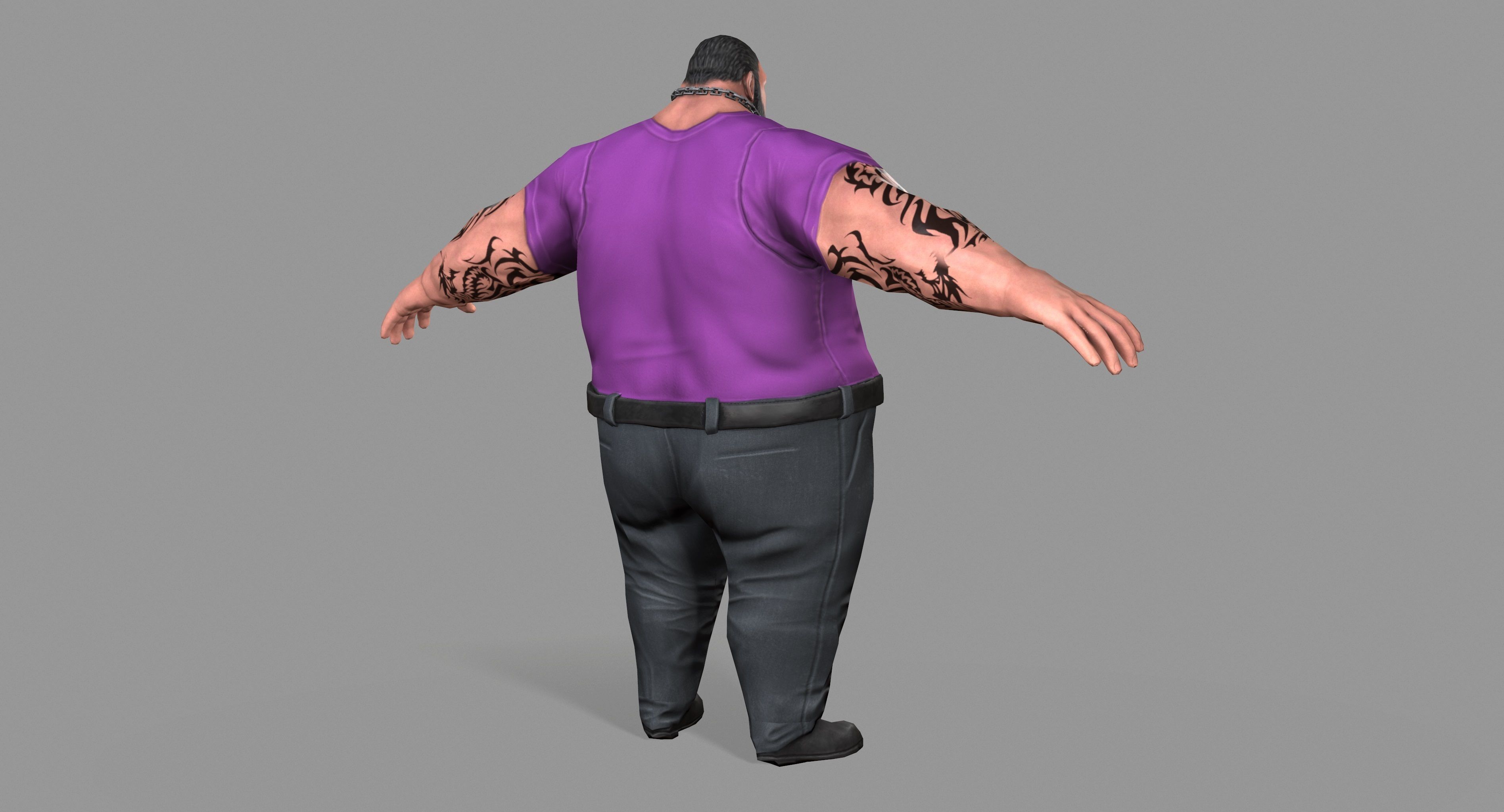 Fat Thug Low-poly 3D model_4