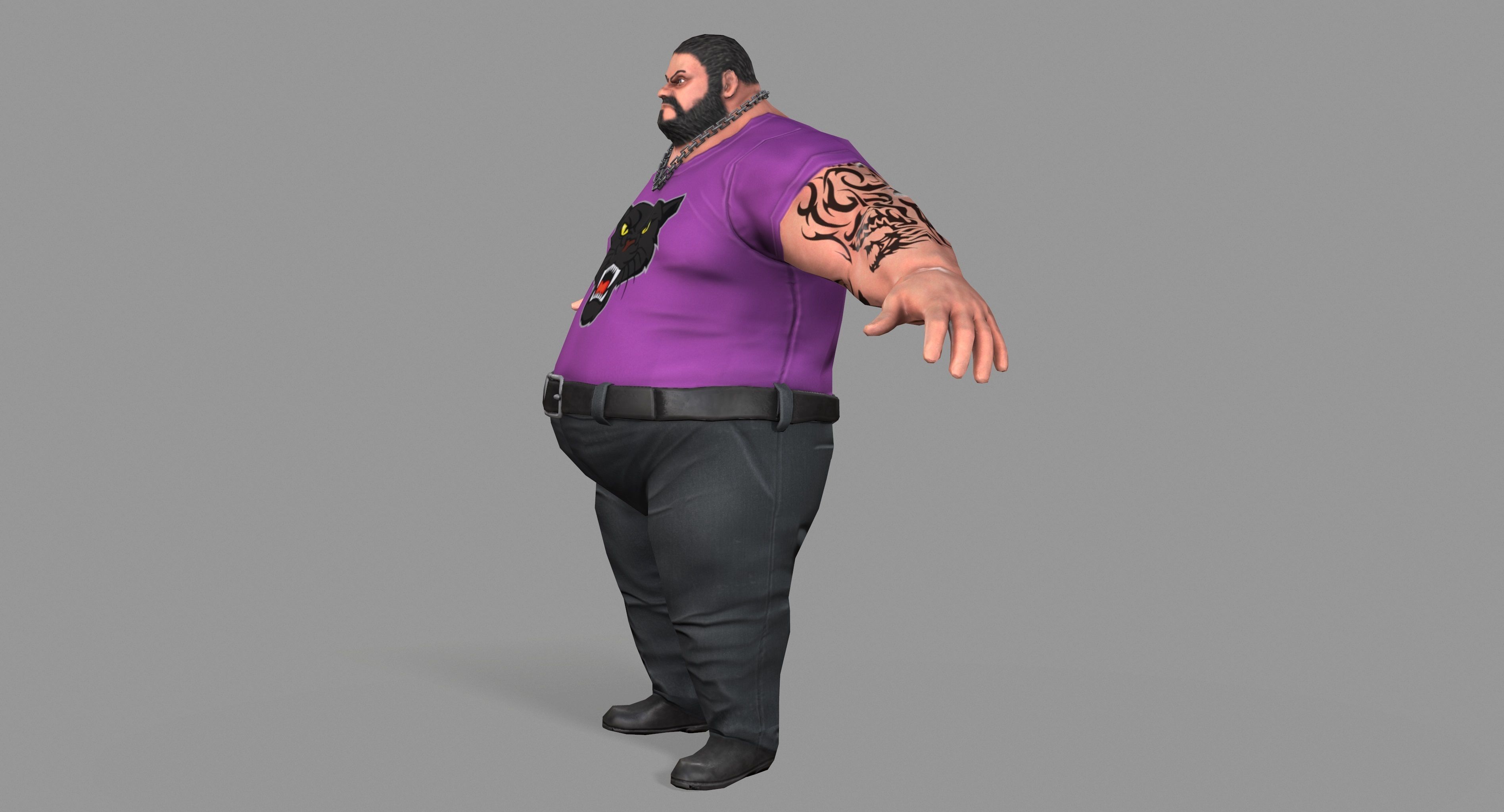 Fat Thug Low-poly 3D model_7