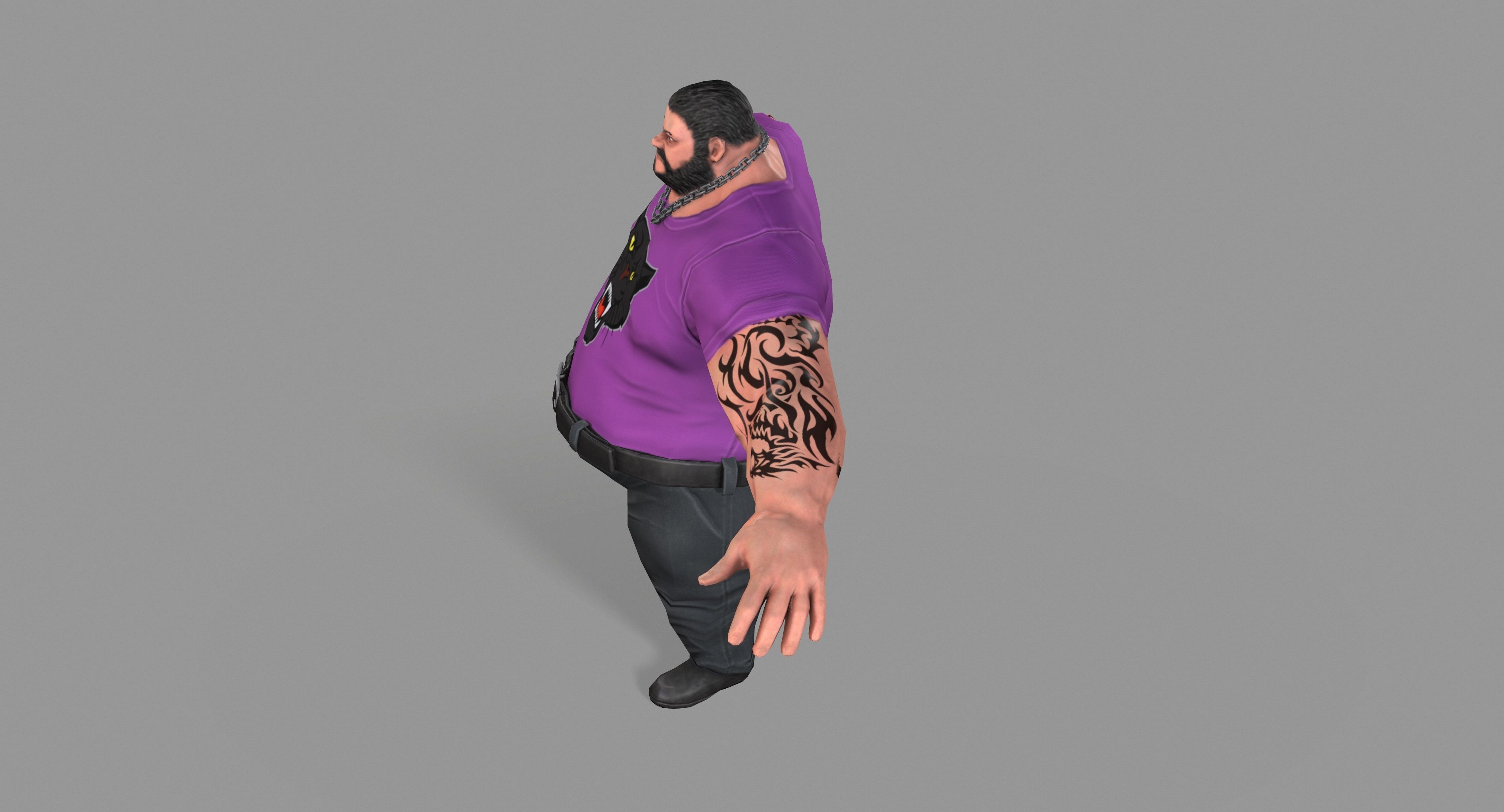 Fat Thug Low-poly 3D model_15