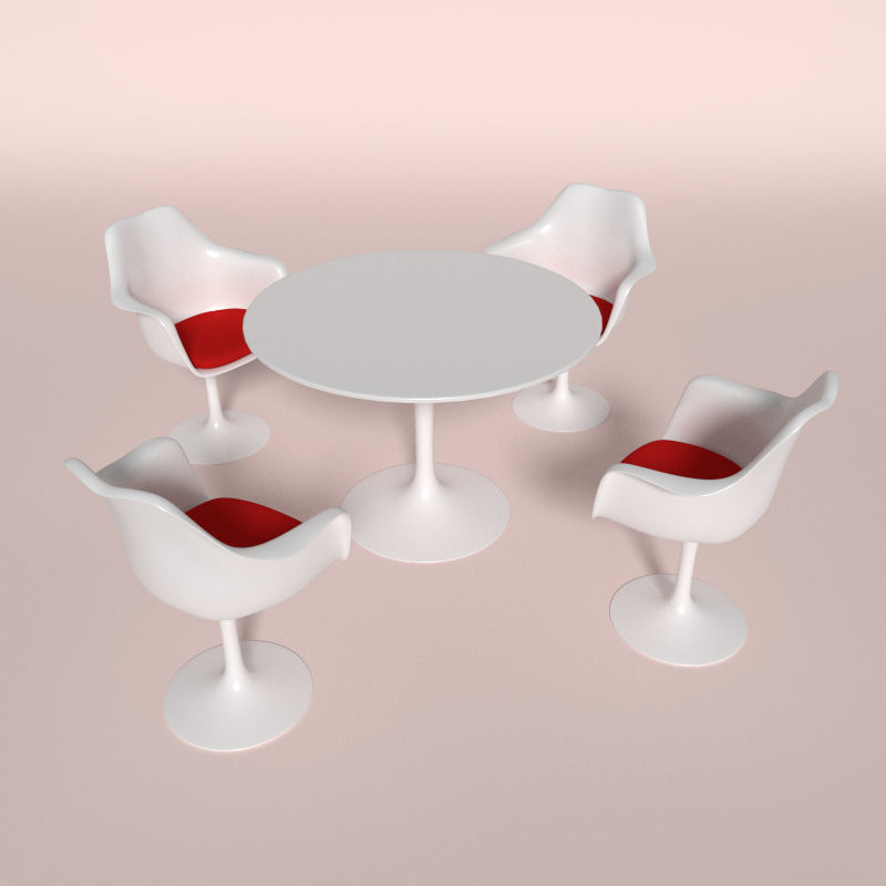 Tulip Chair And Table Low-poly 3D model_1
