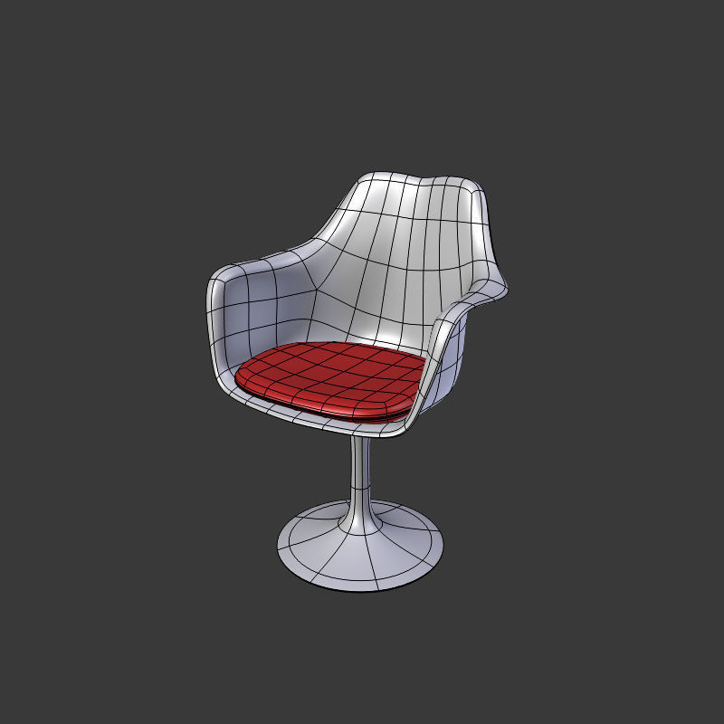 Tulip Chair And Table Low-poly 3D model_13