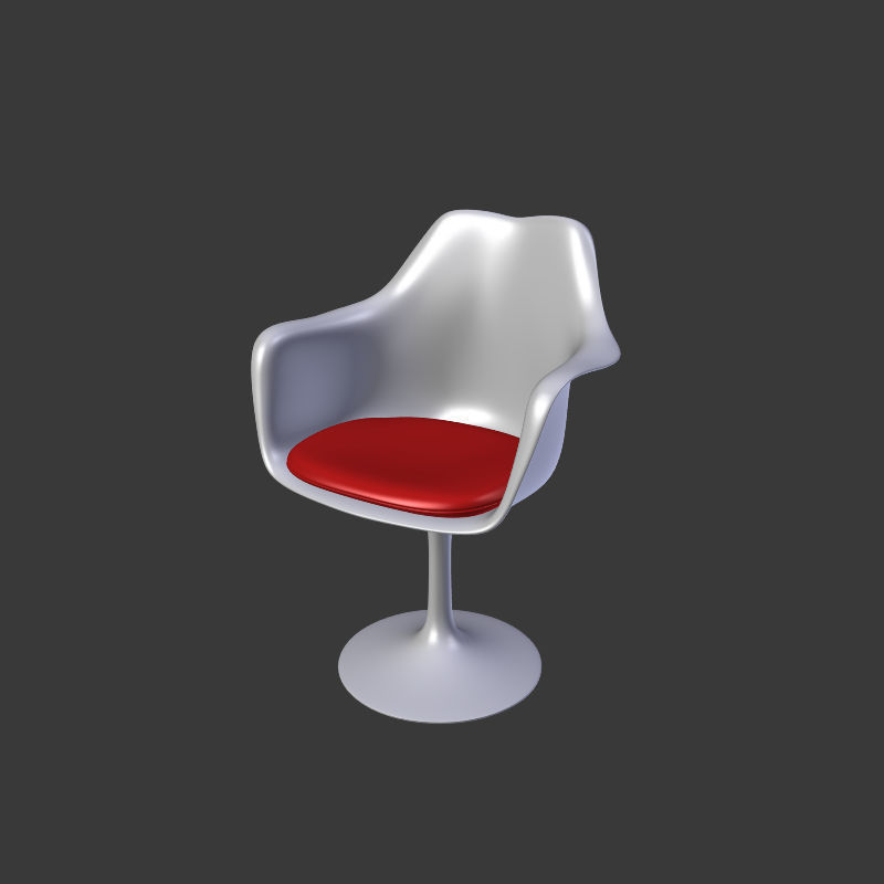 Tulip Chair And Table Low-poly 3D model_9