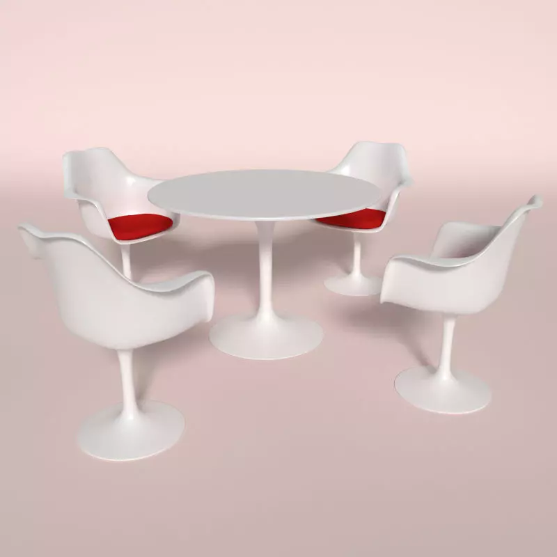 Tulip Chair And Table Low-poly 3D model_0