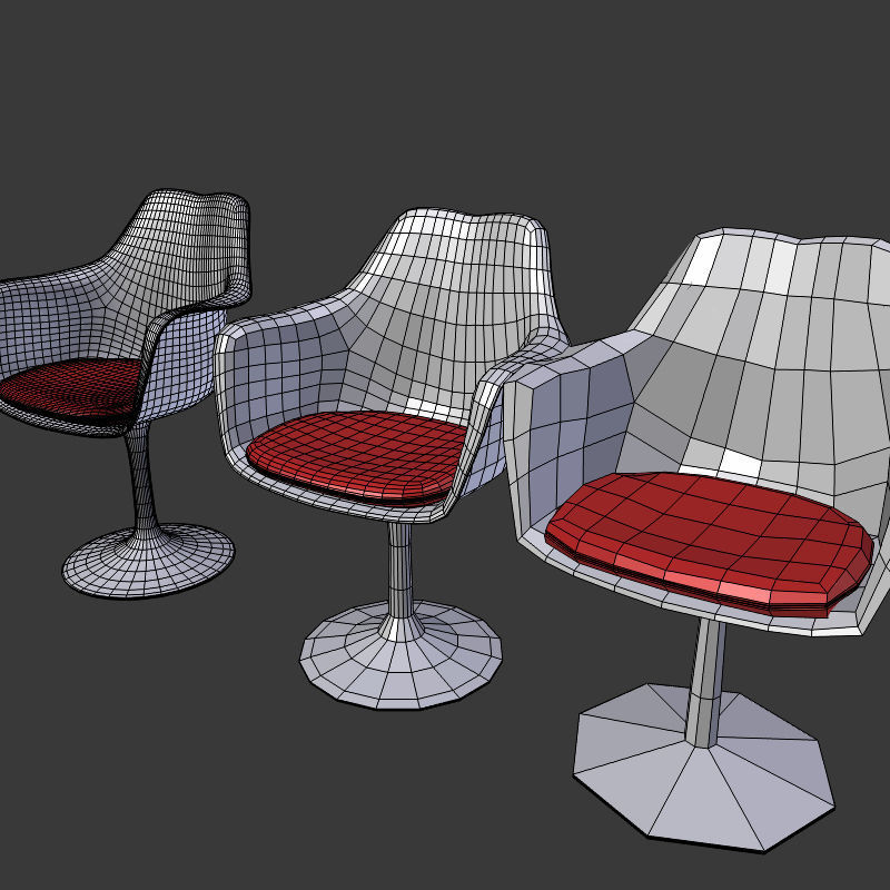 Tulip Chair And Table Low-poly 3D model_25