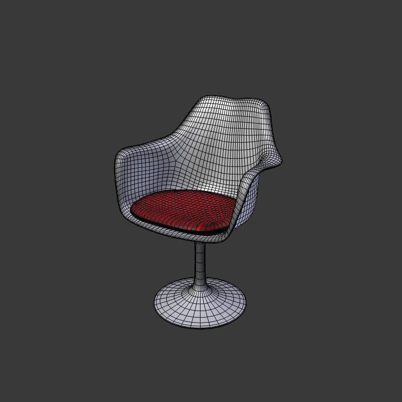 Tulip Chair And Table Low-poly 3D model_14