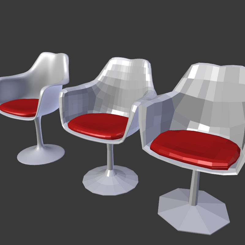 Tulip Chair And Table Low-poly 3D model_24