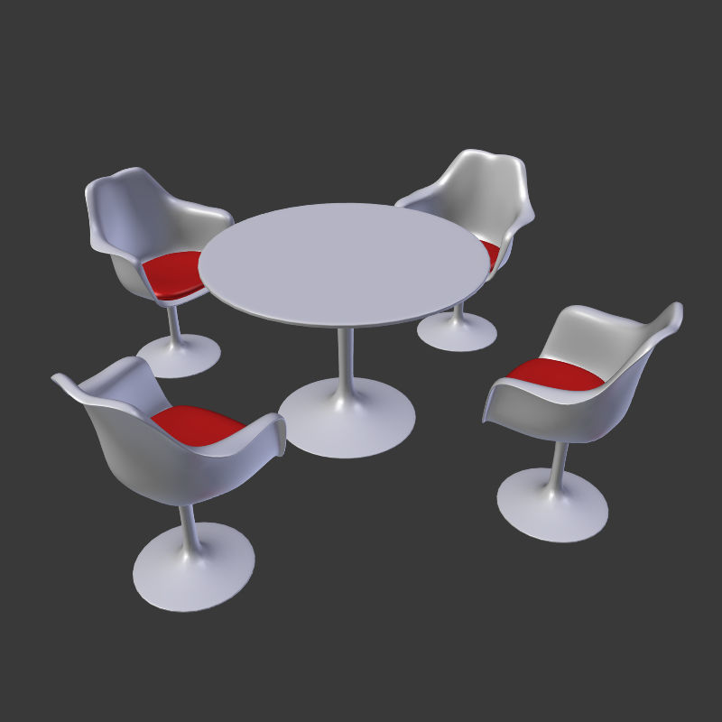 Tulip Chair And Table Low-poly 3D model_2
