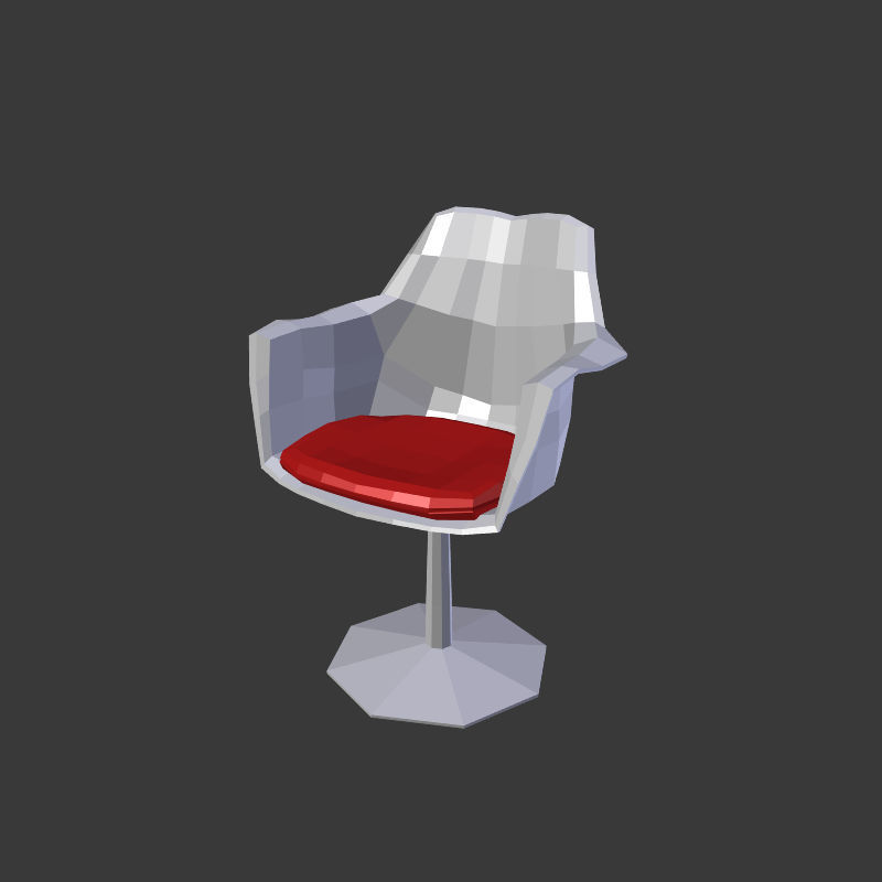Tulip Chair And Table Low-poly 3D model_12