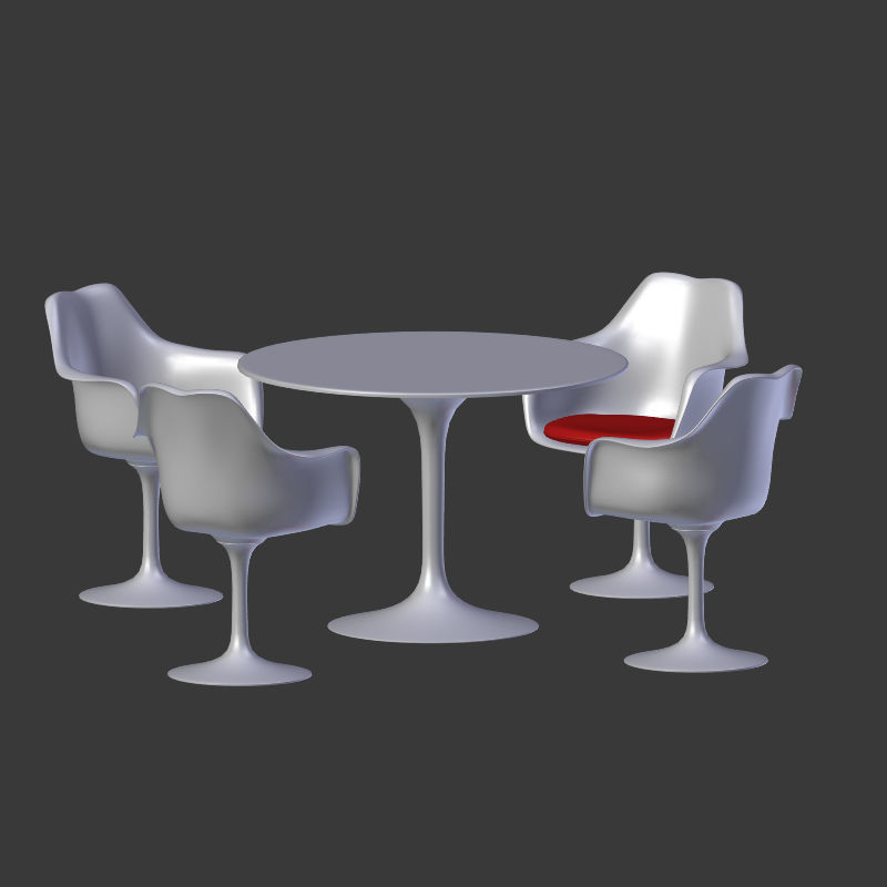 Tulip Chair And Table Low-poly 3D model_3