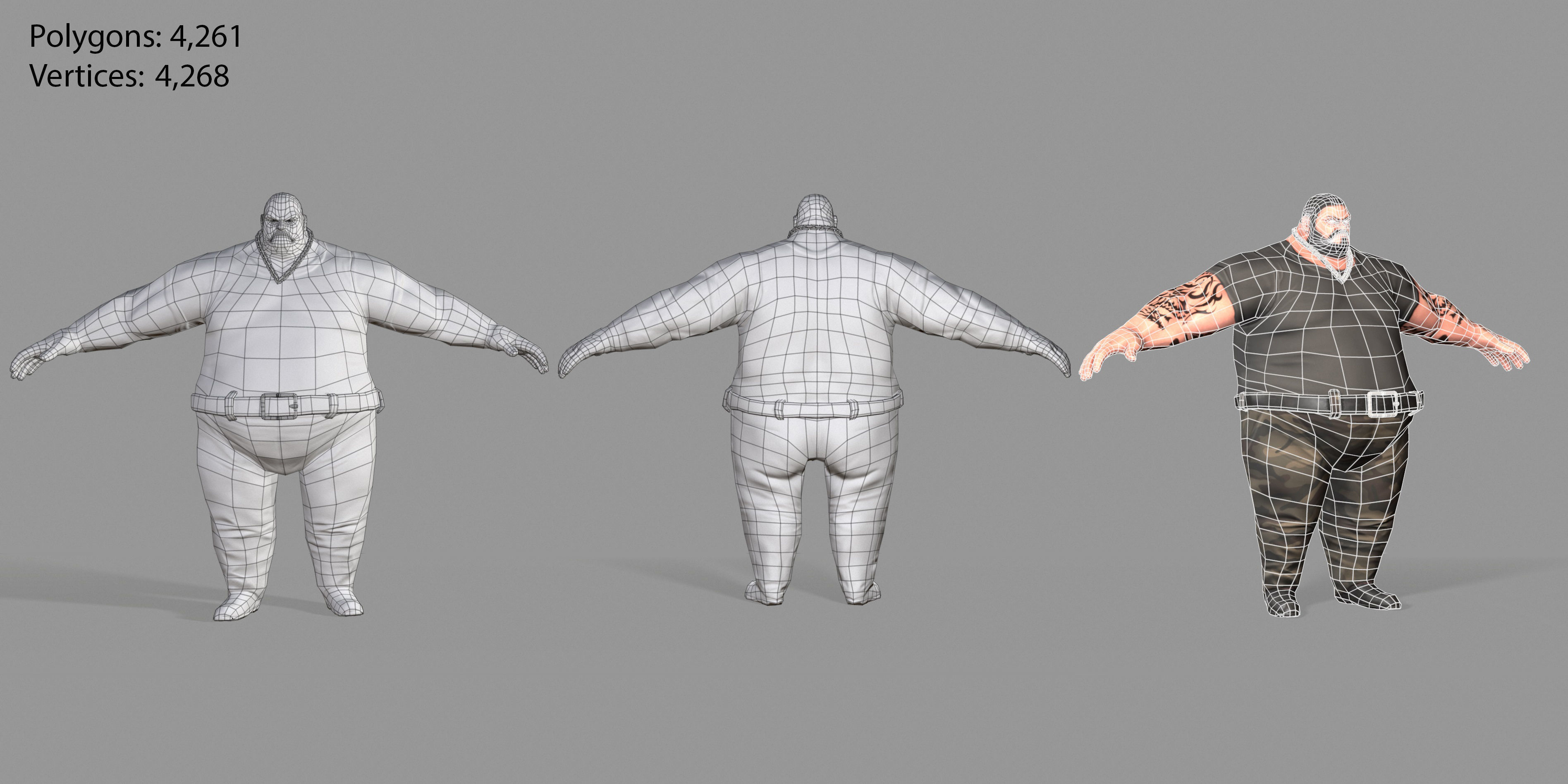 Gangster man with tattoos Low-poly 3D model_28