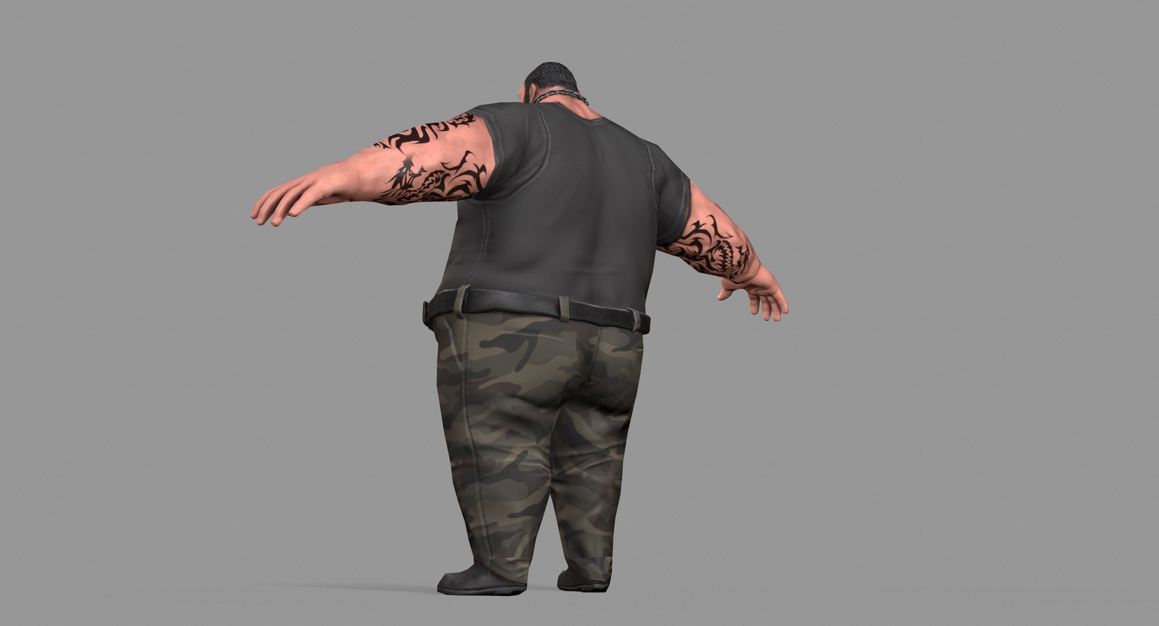 Gangster man with tattoos Low-poly 3D model_23