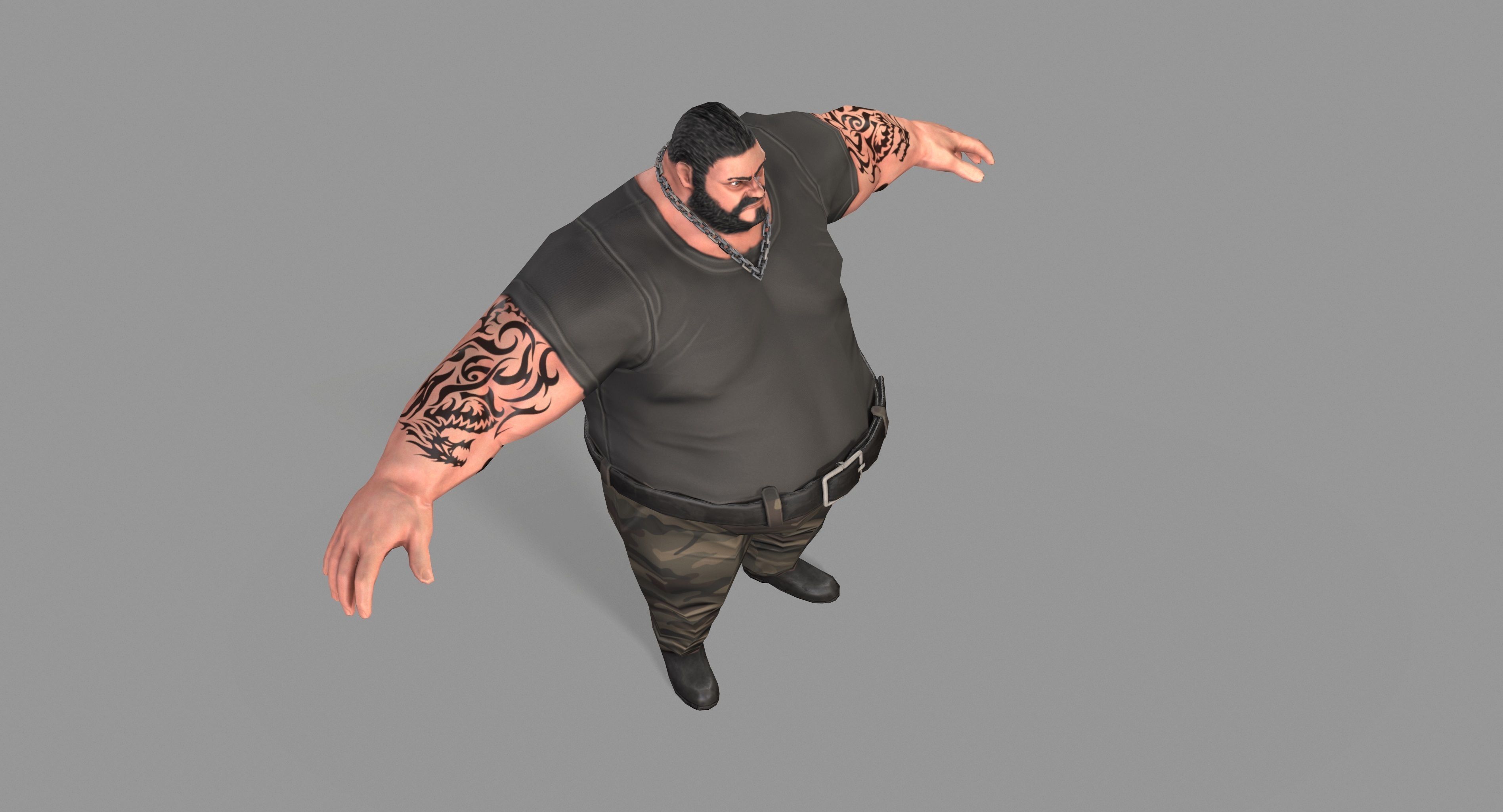 Gangster man with tattoos Low-poly 3D model_10