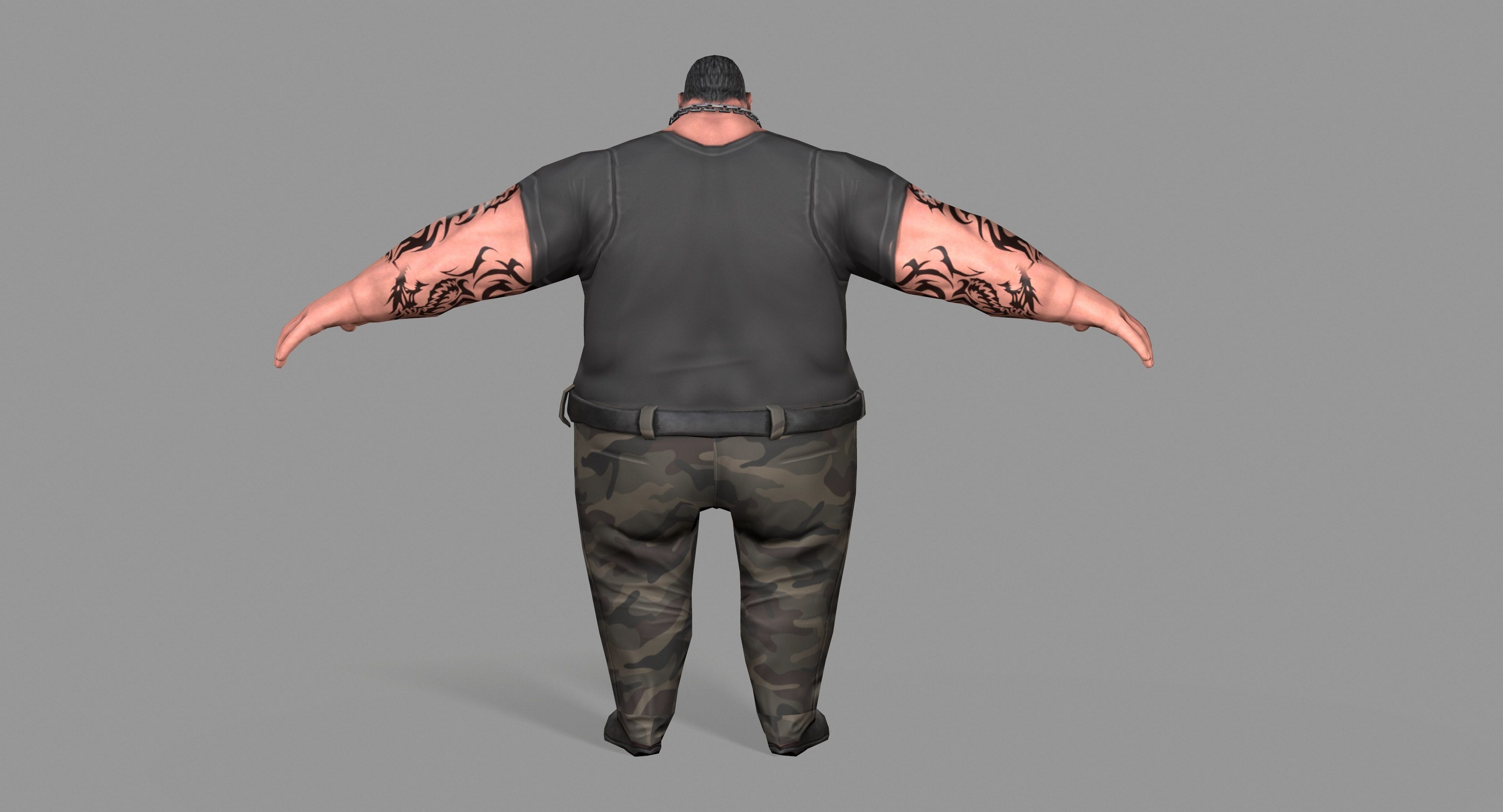 Gangster man with tattoos Low-poly 3D model_5