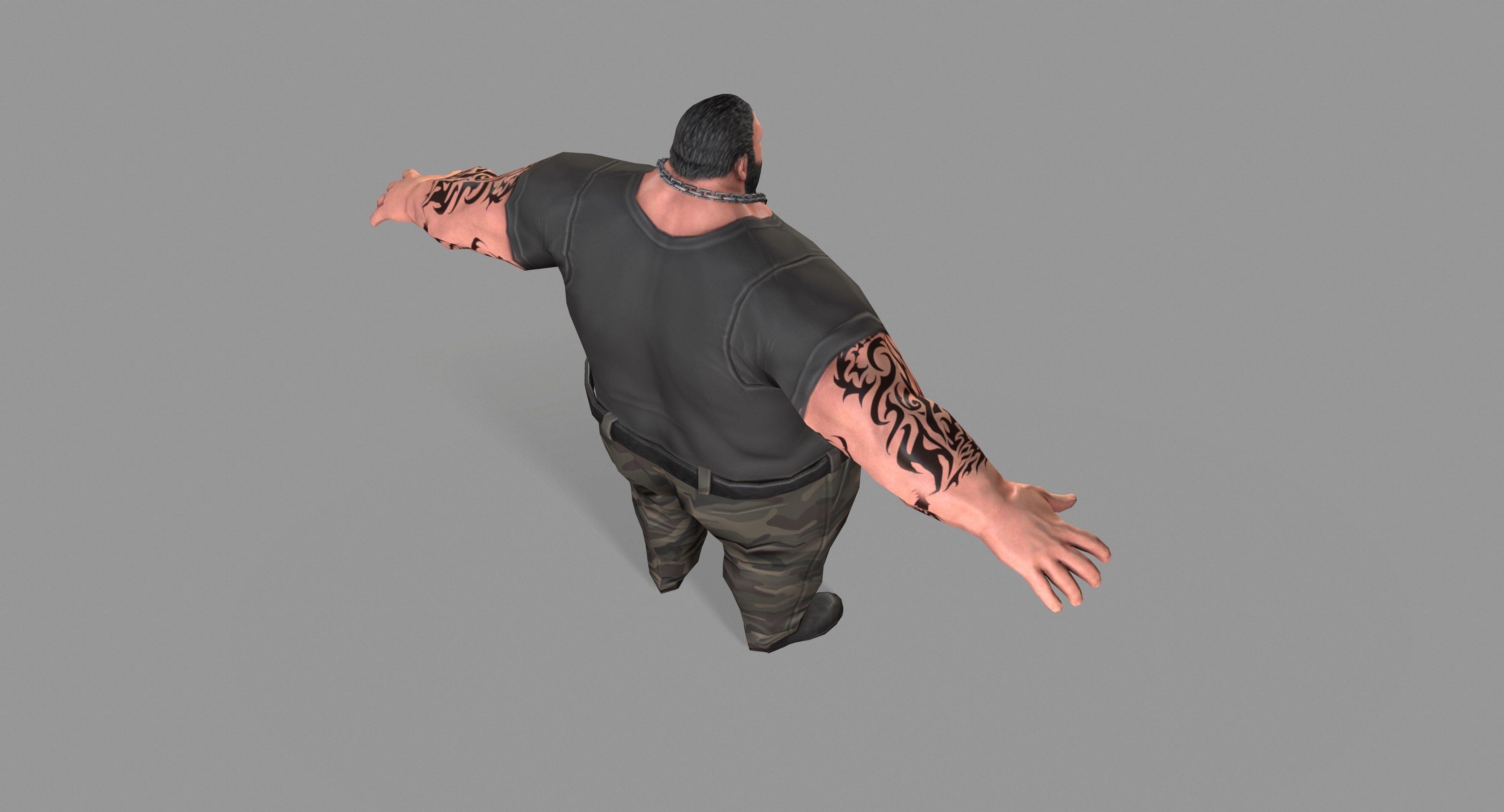 Gangster man with tattoos Low-poly 3D model_12